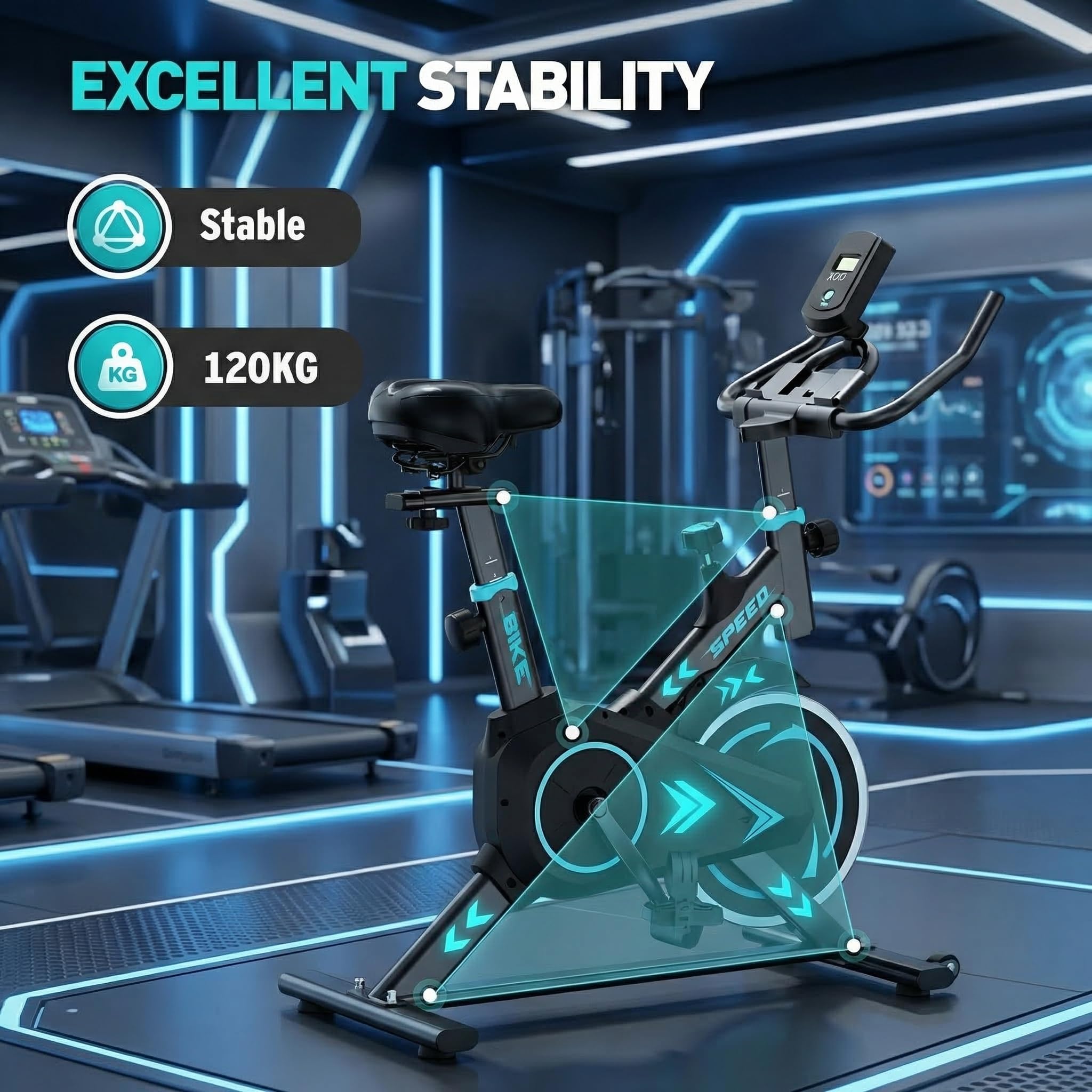 Cyclette da Casa con App, Ciclette Resistenza 0-100% Regolabile, Bicicletta da Appartamento Silenziosa, Design Ergonomico, Capacità 120 kg-1