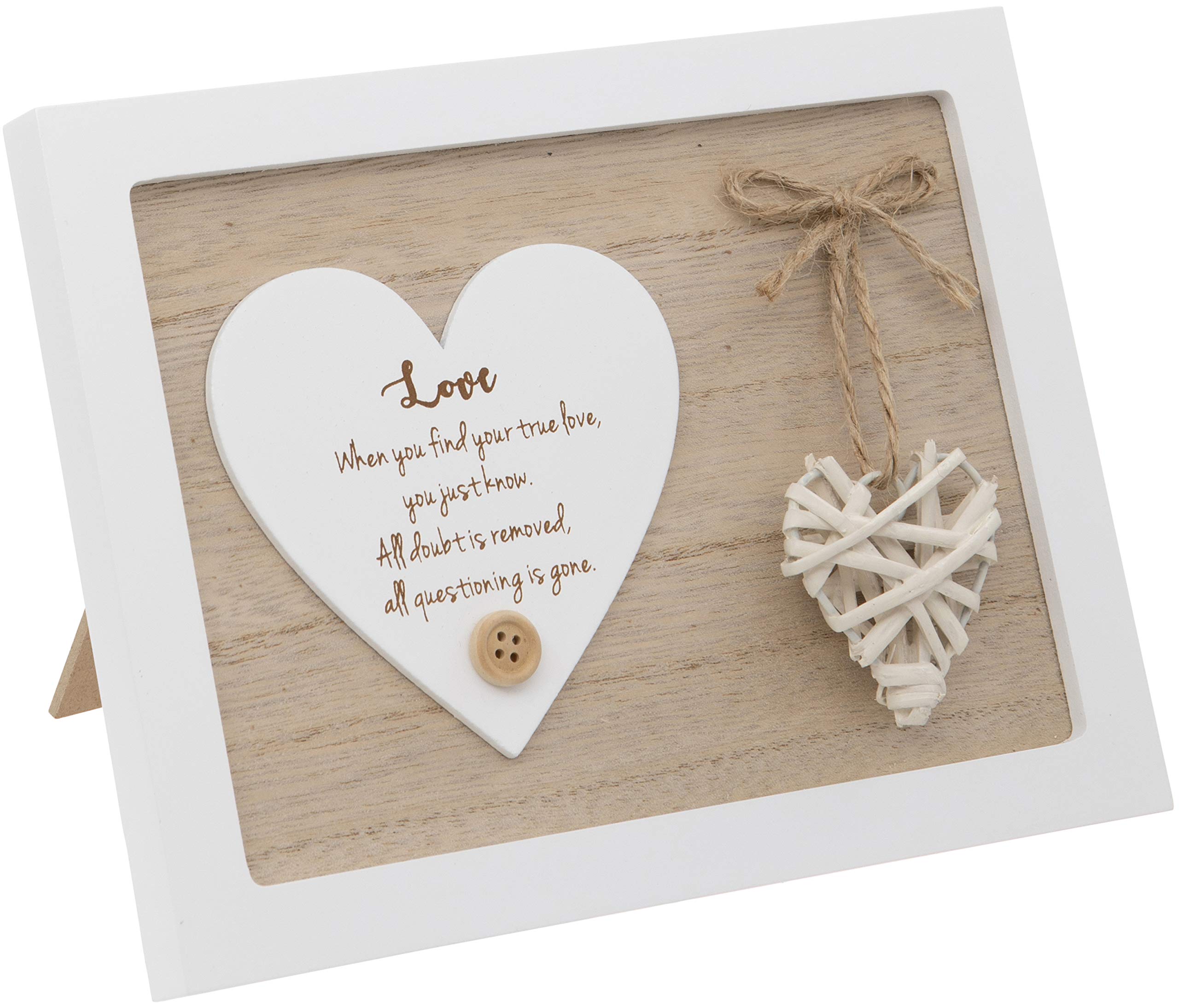 Maturi Brown Free Standing Plaque With A Woven Heart Sentiment Gift - Love