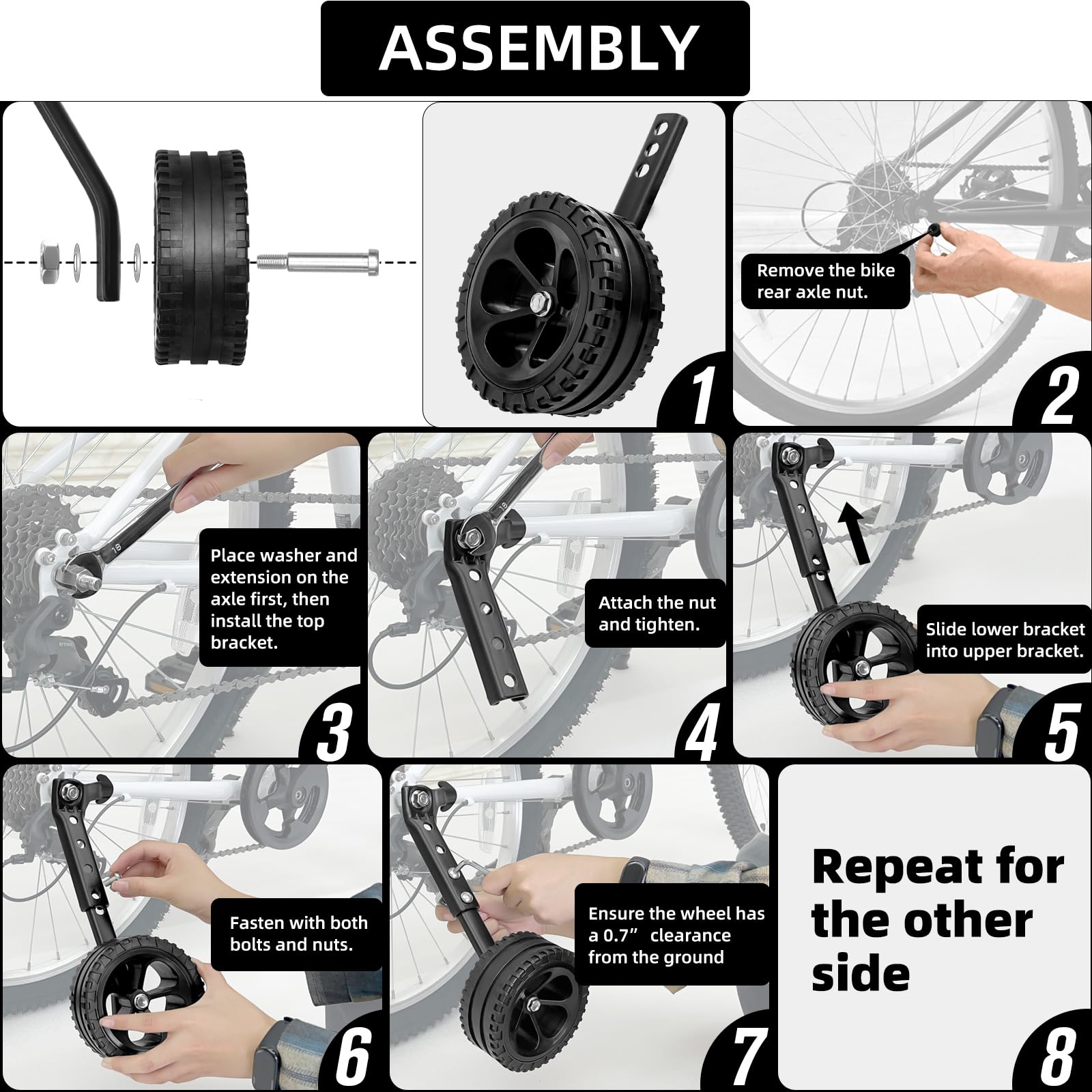 Ruedas de entrenamiento ajustables para bicicleta, kit de ruedas de entrenamiento para bicicleta de 16, 18, 20, 22, 24 pulgadas, incluye estabilizadores para velocidades variables, color rosa