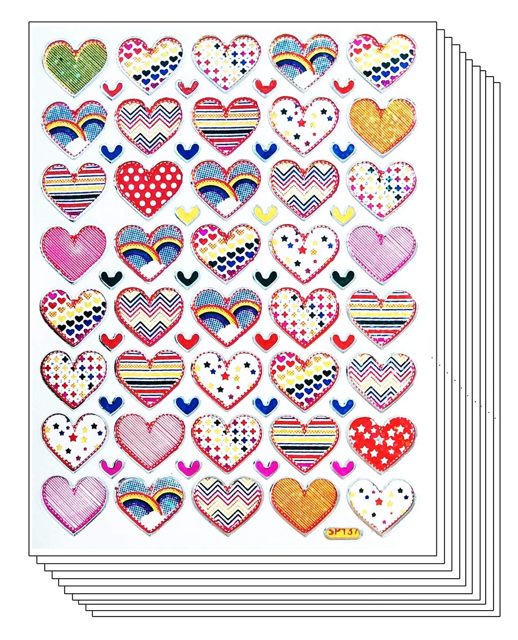Amazon.com: 貼紙閃光包10 張表情符號心形愛情人節卡通獎勵禮物兒童裝飾貼紙手工藝剪貼簿或裝飾書電話照片禮盒(12 個)