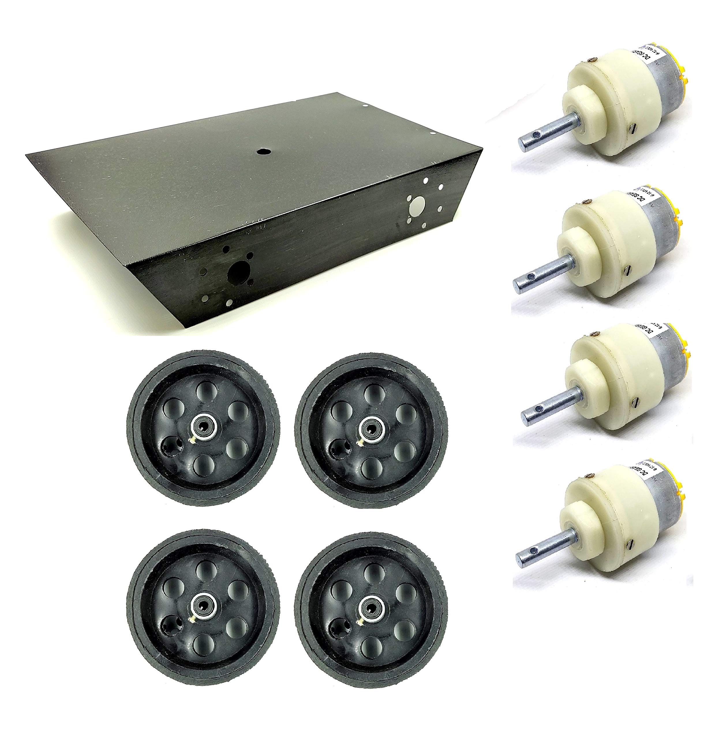 Buy INVENTO 4 Wheel Car Kit Metal Chassis 260x130x45mm + 200 RPM DC