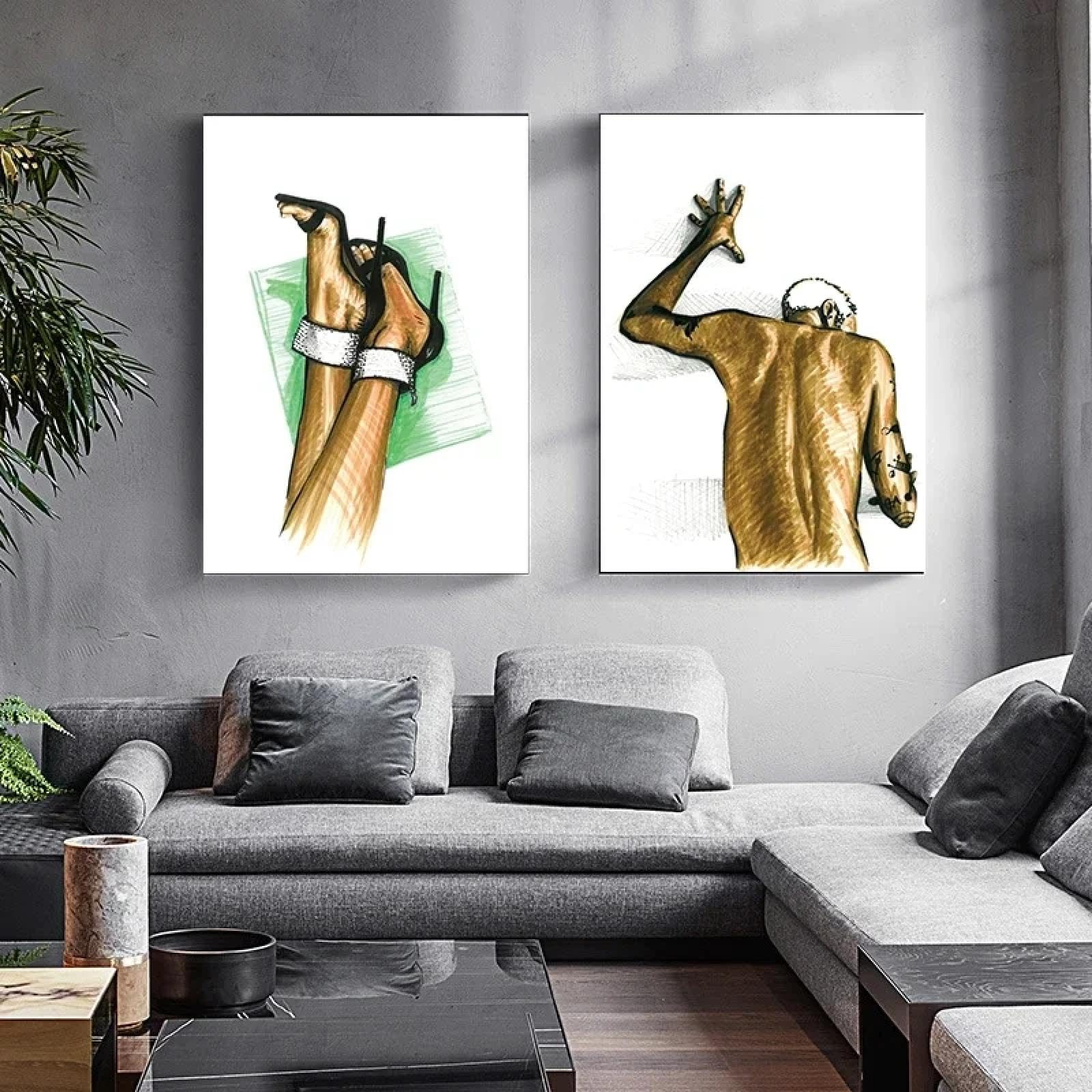 LMAIWANG Bacio tra amanti che si abbracciano, opera d'arte nordica, schizzo su tela, stampa, poster, quadro da parete, decorazione per bar, club e hotel, 50x70 cm, 2 cornici.