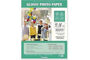 Premium 11x14 Glossy Printer Paper for Radiant Photo-Quality Prints (50 Pack)