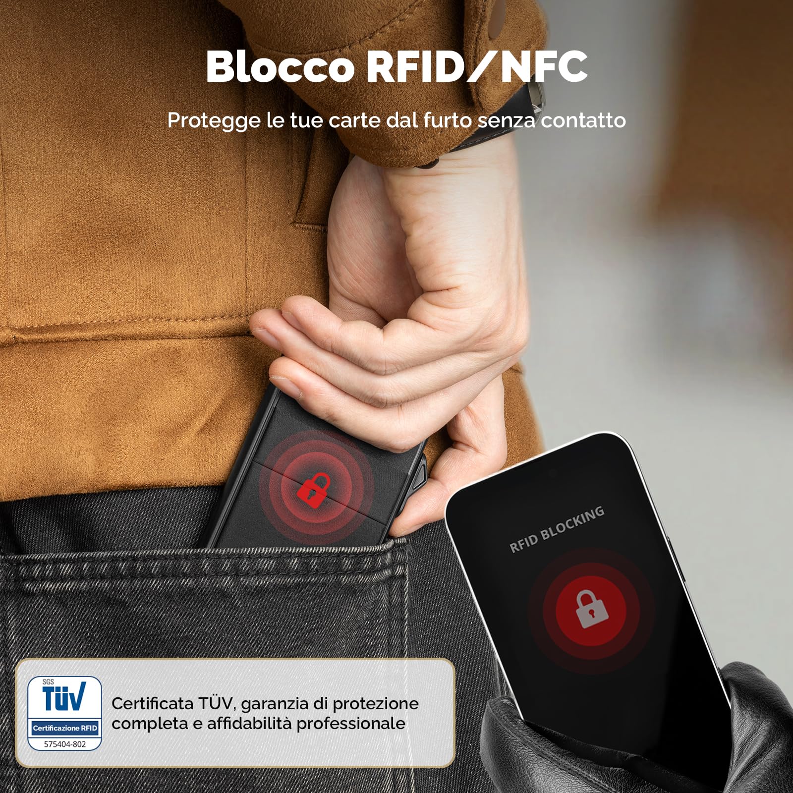 YESIIW Portafoglio Uomo Slim Piccolo | Portacarte Uomo Donna Portatessere Porta Carte Di Credito | Portafogli Mini Protezione RFID con Portamonete | Box Regalo (Nero)