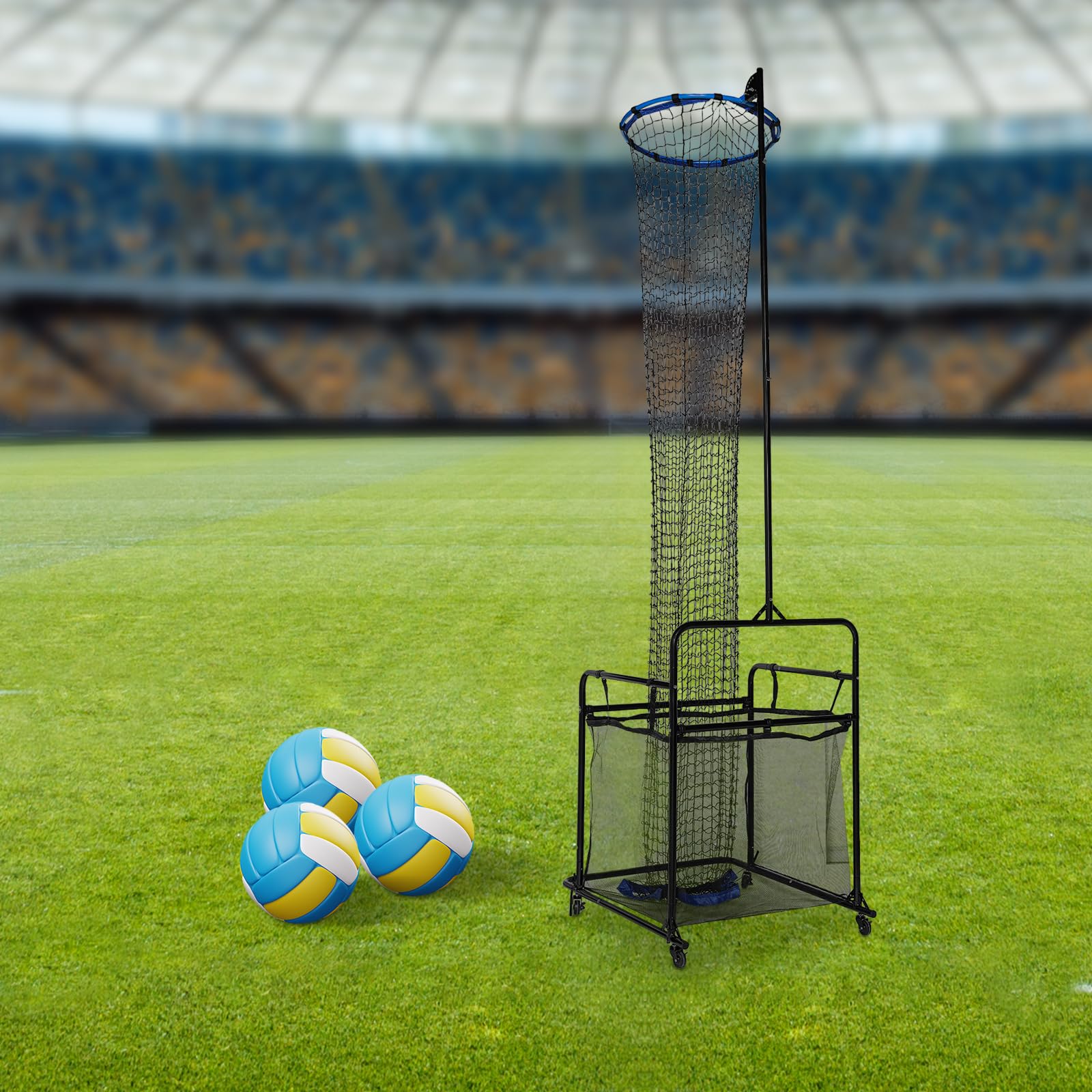 Rete da allenamento per pallavolo, 1,7-3,3 m, altezza e angolo regolabili | Pallavolo Setter Trainer con 4 ruote e borsa di raccolta, per giardino, sala e spiaggia