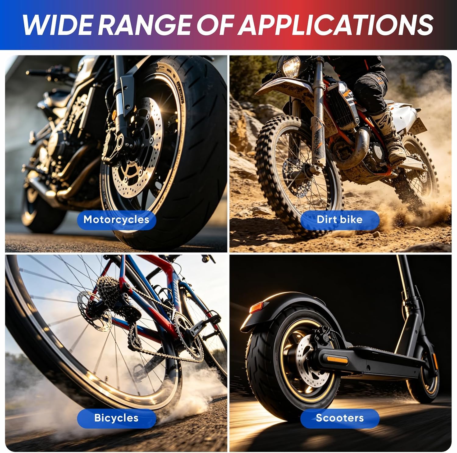 4-Piece Motorcycle Tire Change Combo Tools, Dirt Bike Spoons & Rim Guards