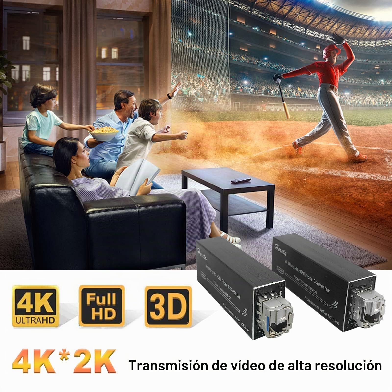 Extensor de fibra HDMI 4K con módulo SFP (puerto LC) mini transceptor óptico sobre fibra monomodo, sin comprimir, sin pérdidas, sin latencia, velocidad de datos de video de hasta 10.3 Gbps
