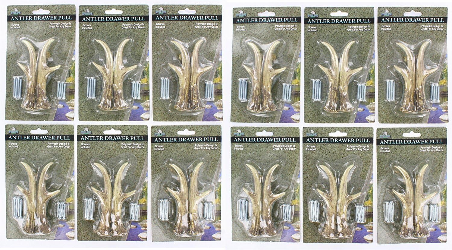 Antler Drawer Pulls 12 Pack Bundle - 3" Right & Left Antler Drawer / Cabinet Pull - Deer Hunting Cabin Decor