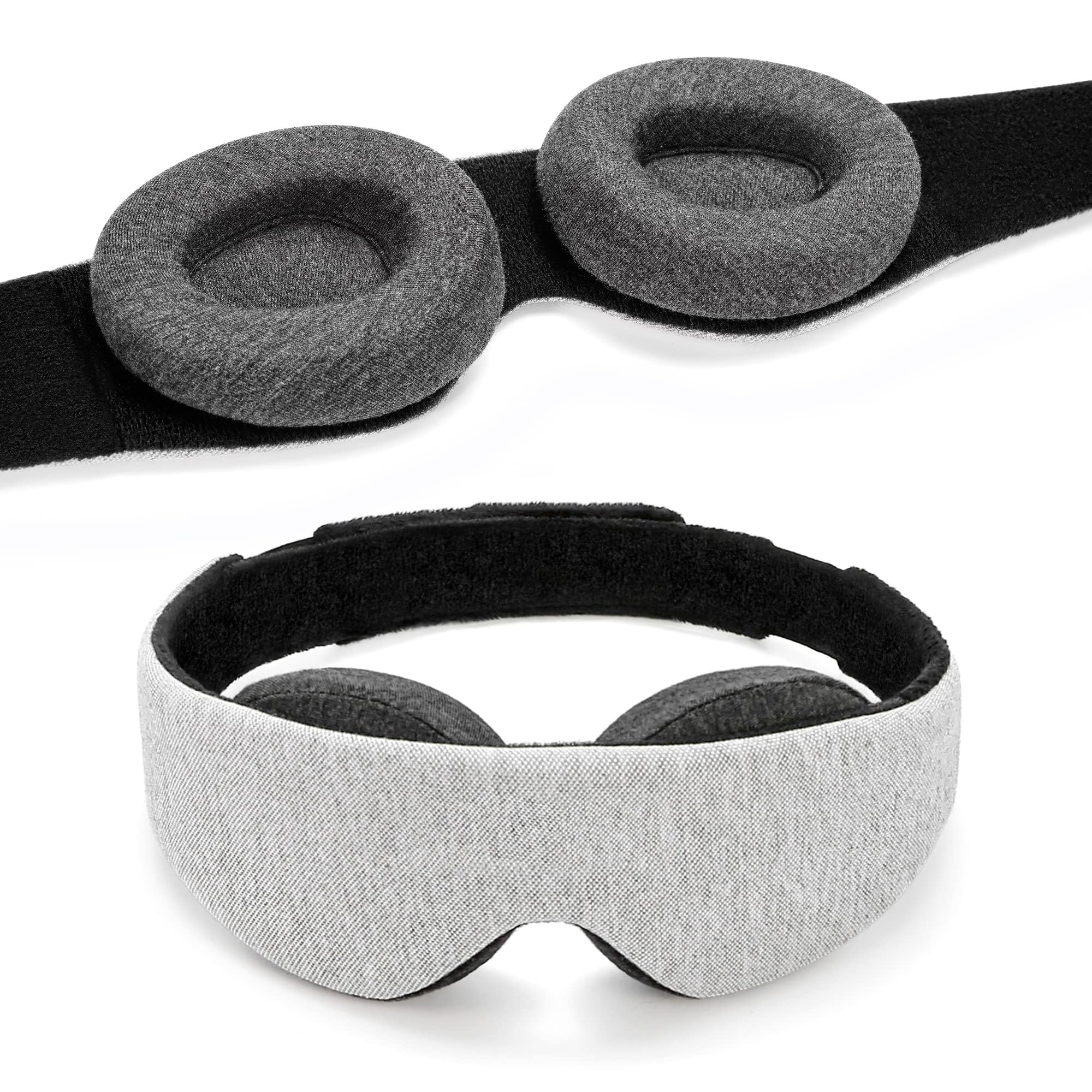 Sleep Mask Light Blocking Eye Mask Zero Eye Pressure Comfortable & Adjustable Sleeping Mask for Women Men Perfect Blindfold for Sleep Travel Nap Shift Work (Light Grey)