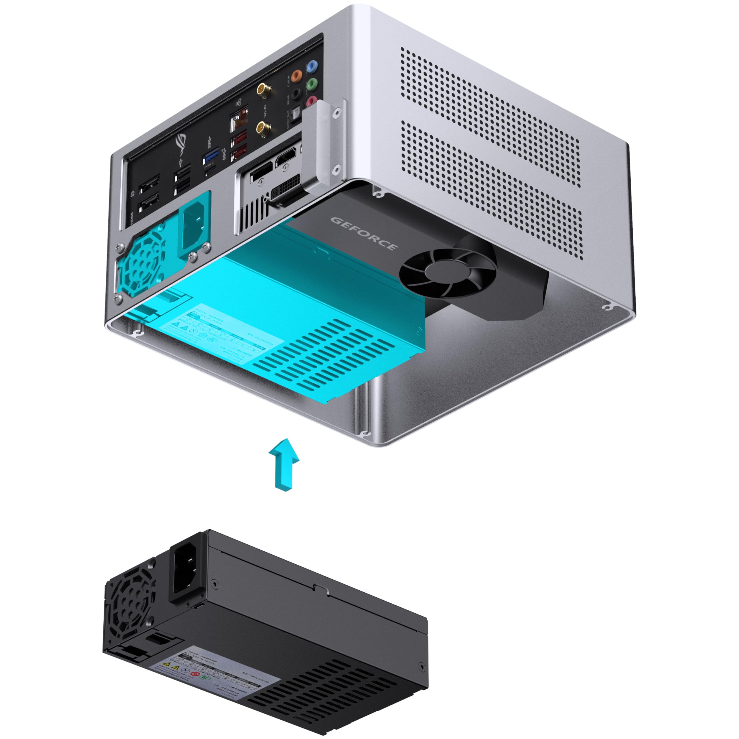 Jonsbo NV10 PC-Gehäuse Silber | Mini-ITX Case aus Aluminium & Stahl, kompaktes ITX-Gehäuse mit USB-C, Low-Profile GPU Support
