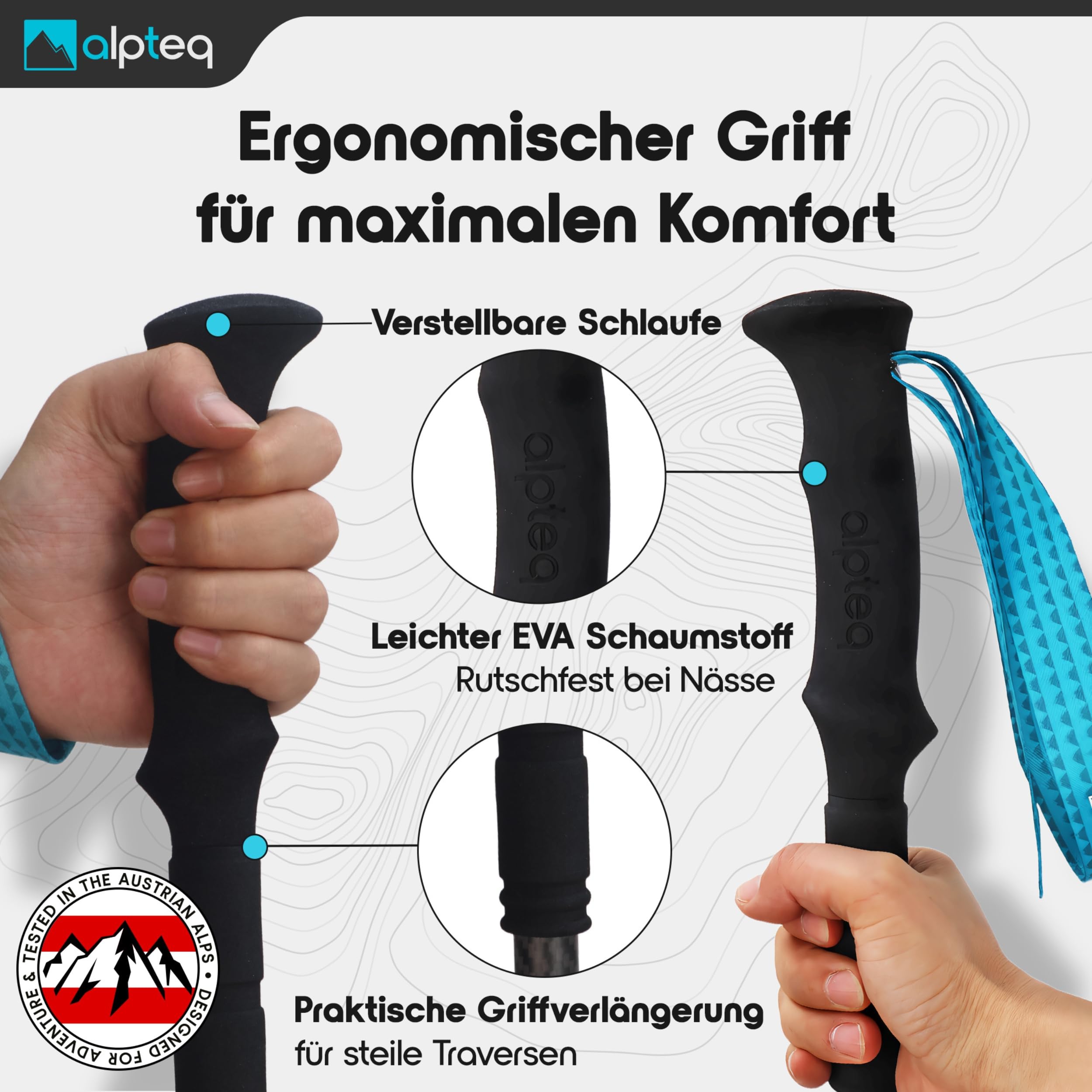 Bâtons de randonnée télescopiques en Carbone - Bâtons de Trekking Ultra légers en Fibre de Carbone et Aluminium pour Femmes, Hommes et Enfants - Réglable de 65 à 135 cm - Bâtons de Marche