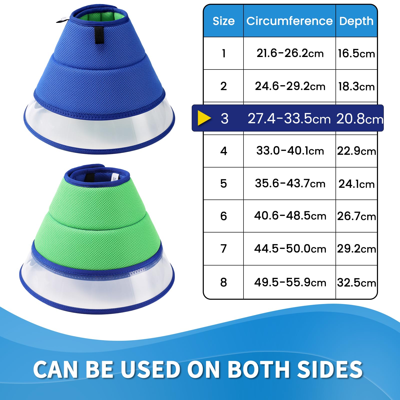 Collare Elisabettiano Cane Morbido, Collare Protettivo per Cani e Gatti, Collare a Cono Traspirante per Cani, Protettivo per Recupero Postoperatorio, Collare Anti Morso o Leccato (Blue, Size 3)