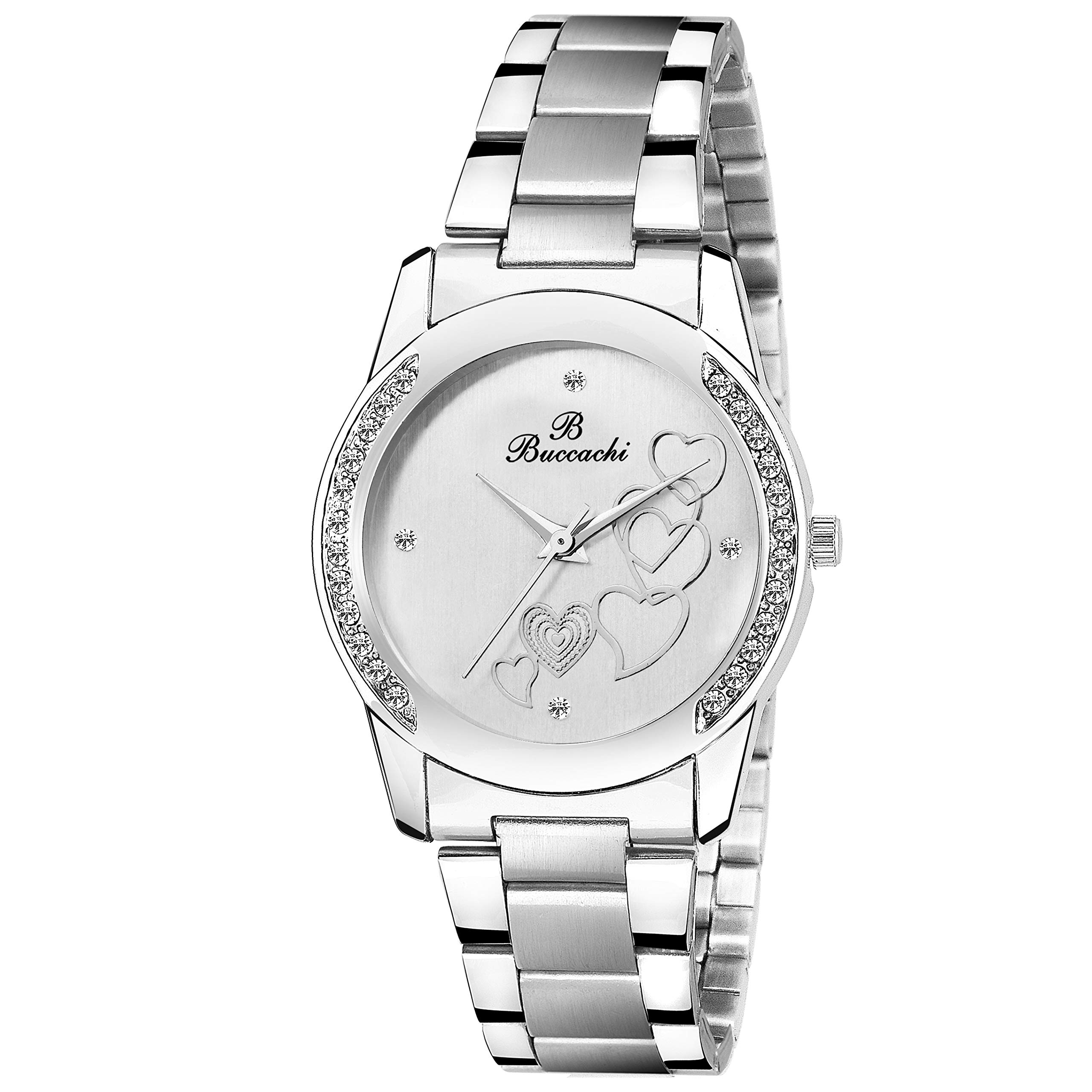 Buccachi Analogue Womens Watch Silver Dial Silver Colored Strap