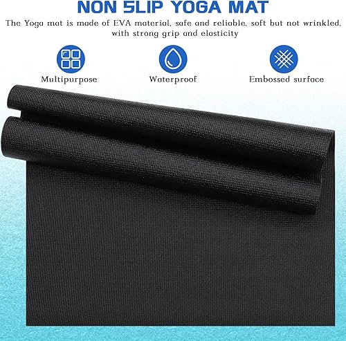 Miniatura 2 de Riakrum 20 tapetes de yoga para ejercicio, con correa de 68 x 24 pulgadas, tapete de yoga antideslizante para mujeres y hombres, suministros para el