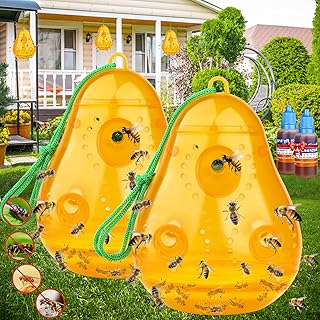Protecker Wasp Trap Bee Traps Catcher, Wasp Traps Outdoor Hanging, Wasp Repellent Trap Deterrent Killer Insect Catcher, Non-Toxic Reusable Hornet Yellow Jacket Trap 2 Pack (Orange, Pear Shape)