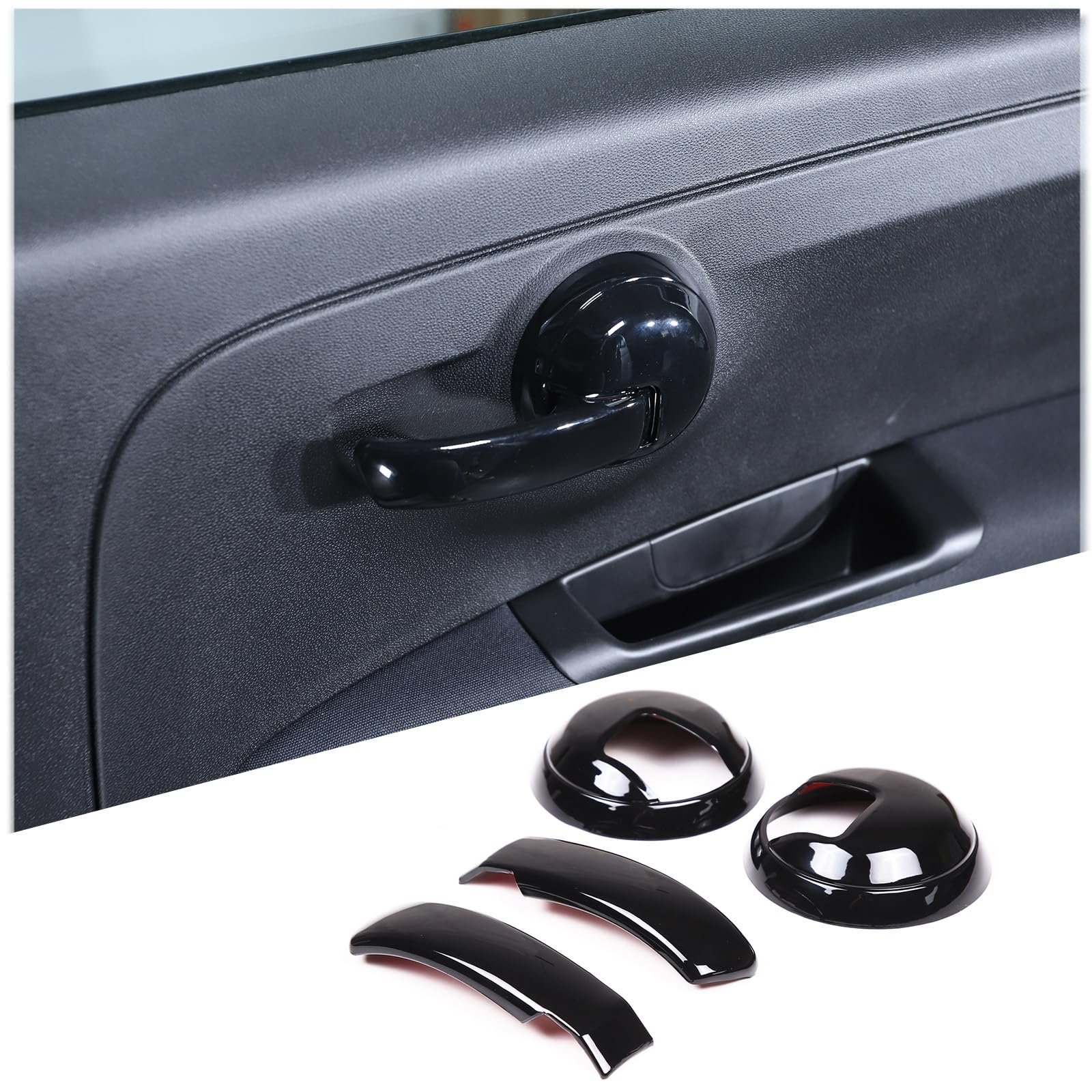 4PCS Inner Door Handles Cover Trim Compatible with Fiat 500/500 Abarth 2010-2024 Car Inner Door Handles Cover Protector Trim ABS Interior Decorative Cover Trim Sticker (Glossy Black)