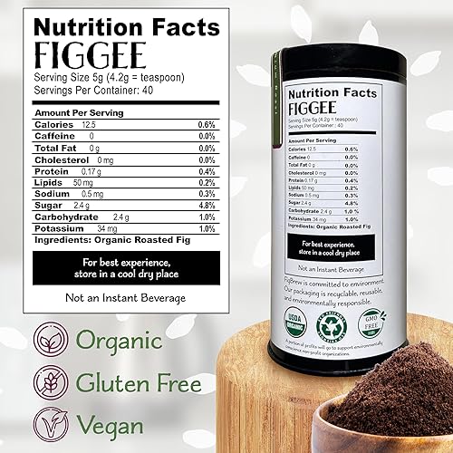 Miniatura 2 de FigBrew Figgee - Bebida de higo tostado lata de 40 tazas café de higo sin cafeína 100 orgánico y sin gluten