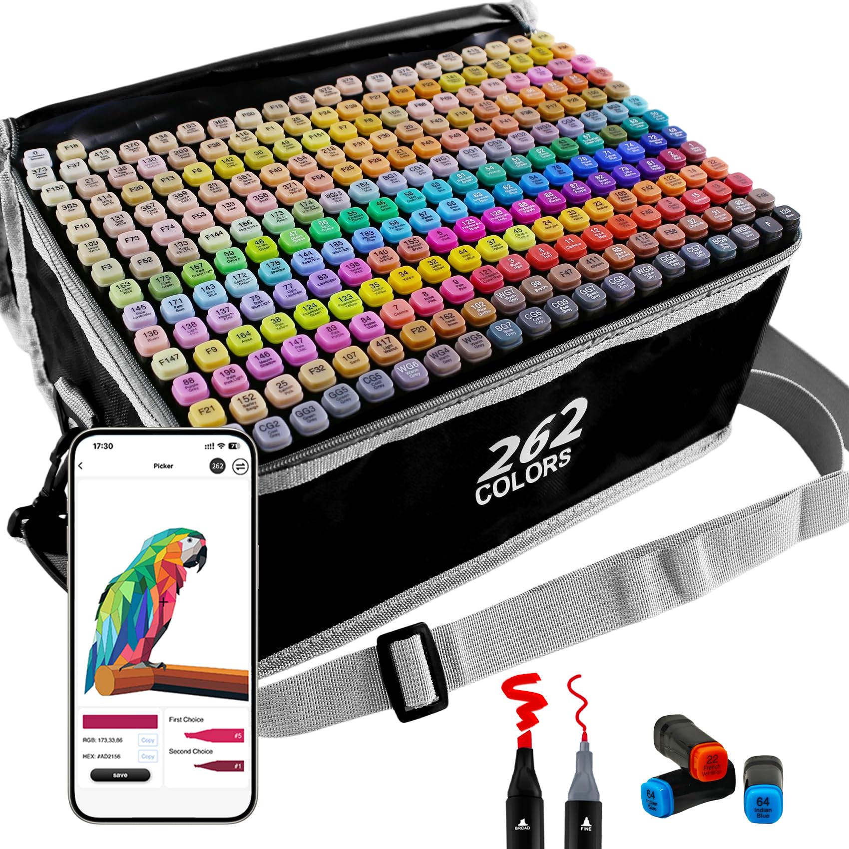 SiwaQio 262 Colors Alcohol Markers with APP, Dual Tip Art Marker for Adults Coloring Books, Alcohol Ink Based Illustration Markers Set for Adult