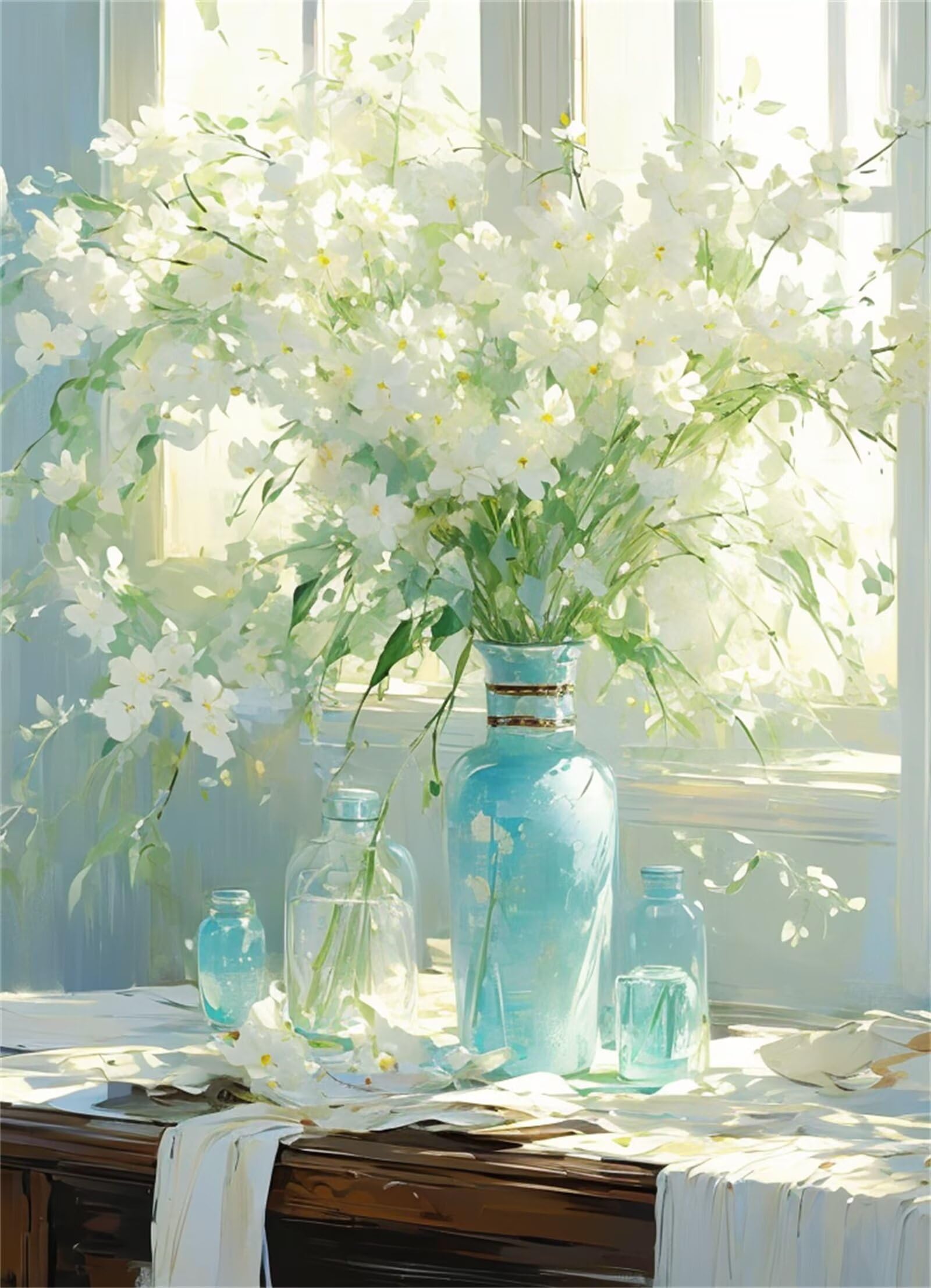 Puzzle 4000 Piezas Adultos Flor Blanca, Rompecabezas Adultos Dificil 141x87cm, Estimula la Concentración y Antiestrés, Juego de Habilidad para Toda la Familia