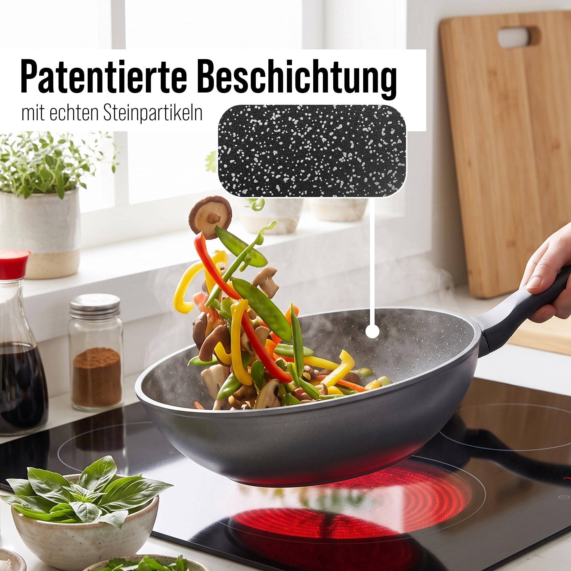 STONELINE® Wok 30 cm, adatto per piani cottura a induzione
