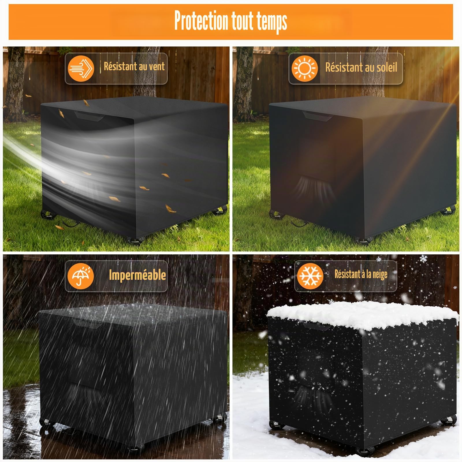 Kovshuiwe Porch Shield Housse de protection pour foyer de terrasse carrée 83 cm x 83 cm x 50 cm - Tissu 420D imperméable et résistant, Housse pour foyer extérieur/table, Housse pour foyer à gaz