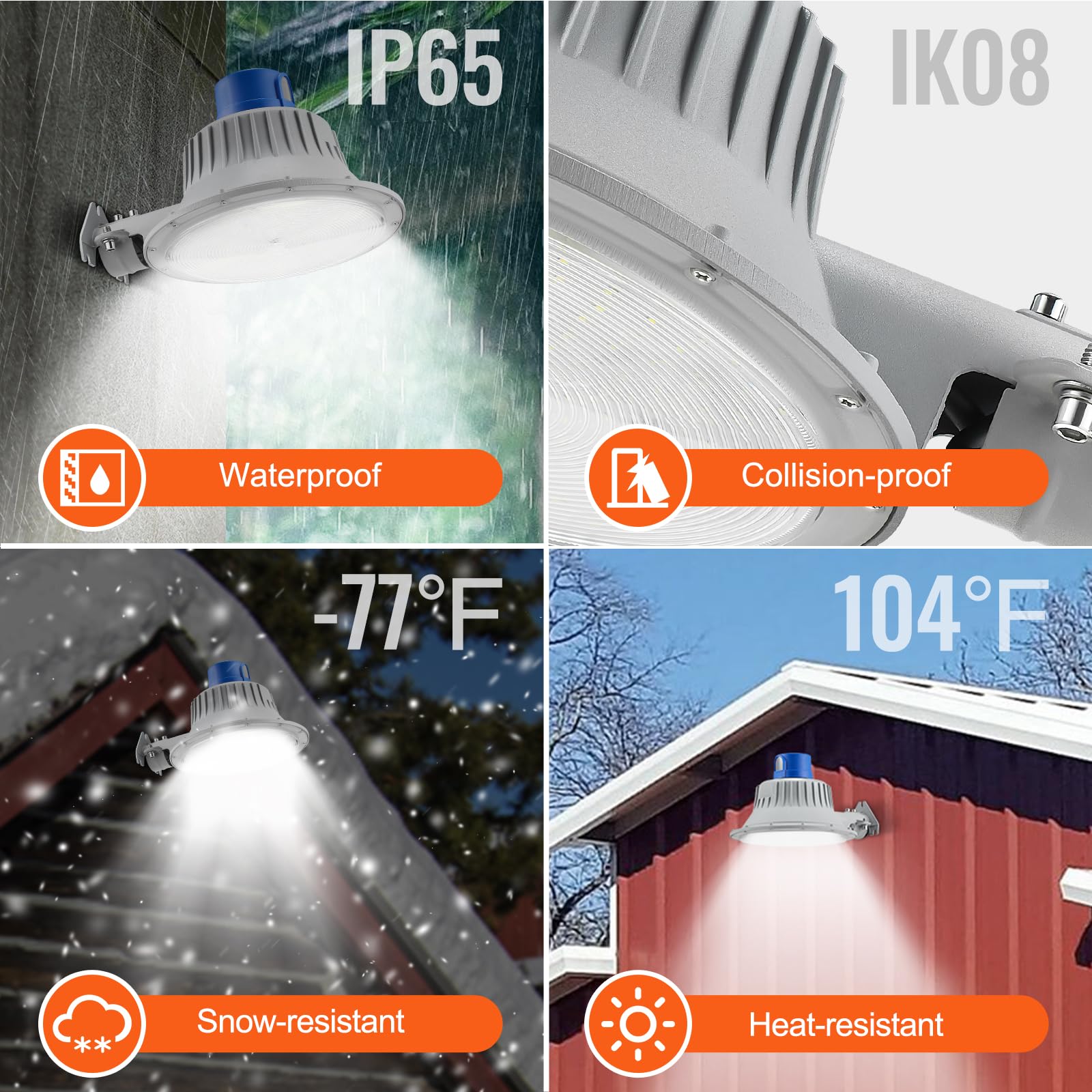 VEVOR LED Barn Light, 100W 11000LM, Ultra Brightness 6000K Daylight, Dusk to Dawn Area Lights, Outdoor Security Flood Lighting, IP65 Waterproof for Outside Yard Street Garage Shed, Wall/Pole Mount