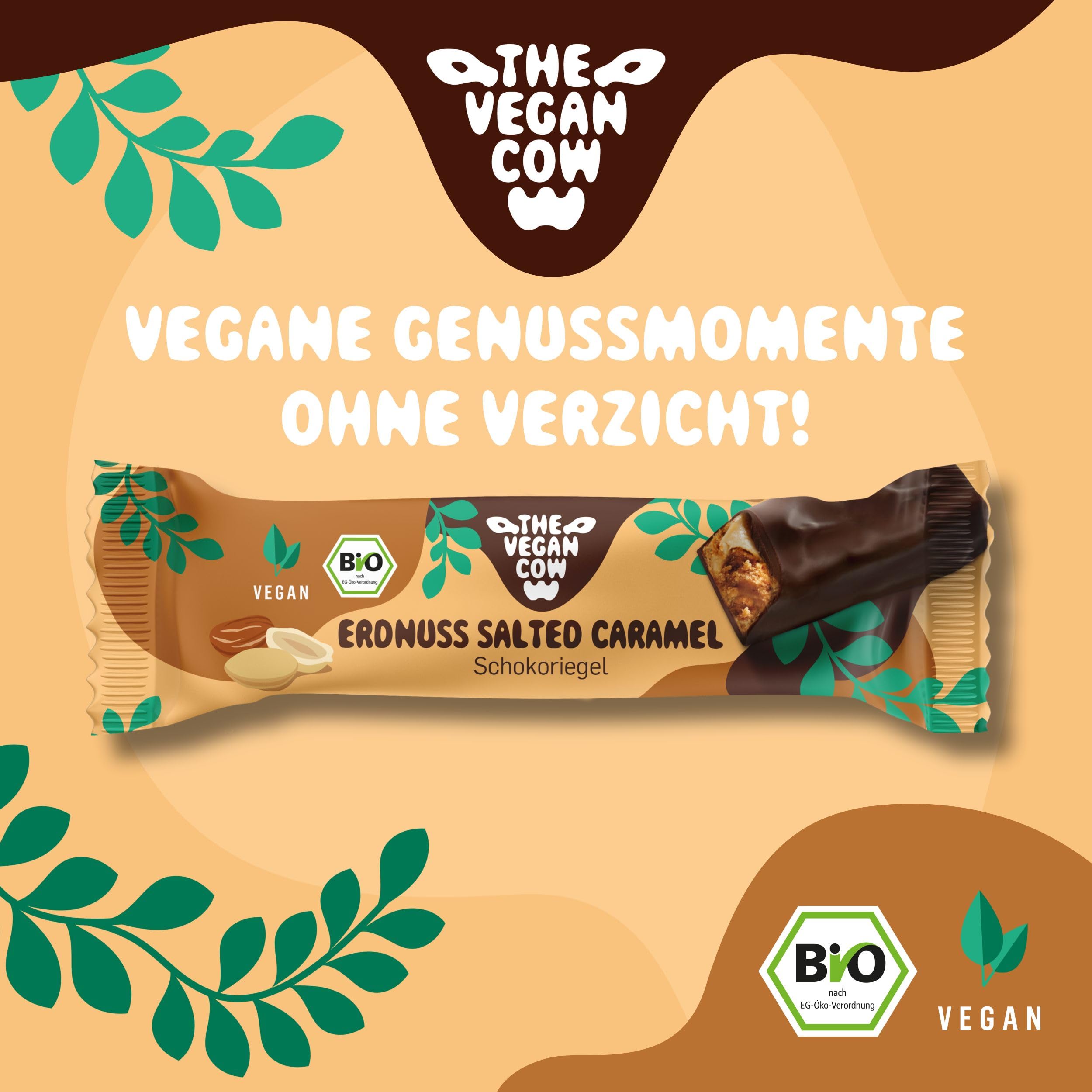 THE VEGAN COW - Schokoriegel Big Pack Mix 72 Riegel (2880g), 24x Brownie, 24x Erdnuss Salted Caramel und 24x Kokos - vegan, bio, glutenfrei - 100% natürliche Zutaten