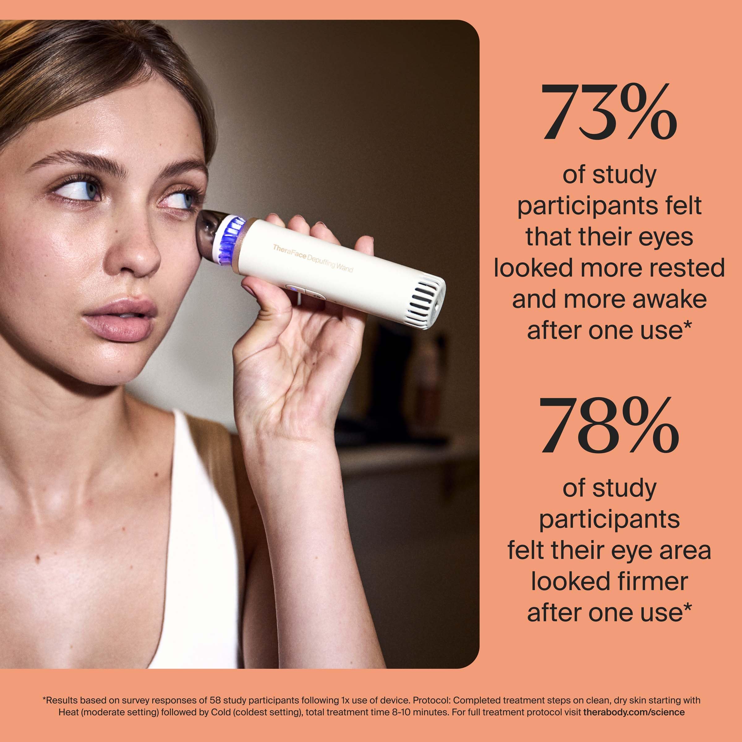 Therabody TheraFace Depuffing Wand – Cold and Heat Skincare Treatment to Depuff and Glow; Beauty Wand, Face Roller and Eye Massager for Eye Puffiness, Dark Circles and Skin Radiance (White)