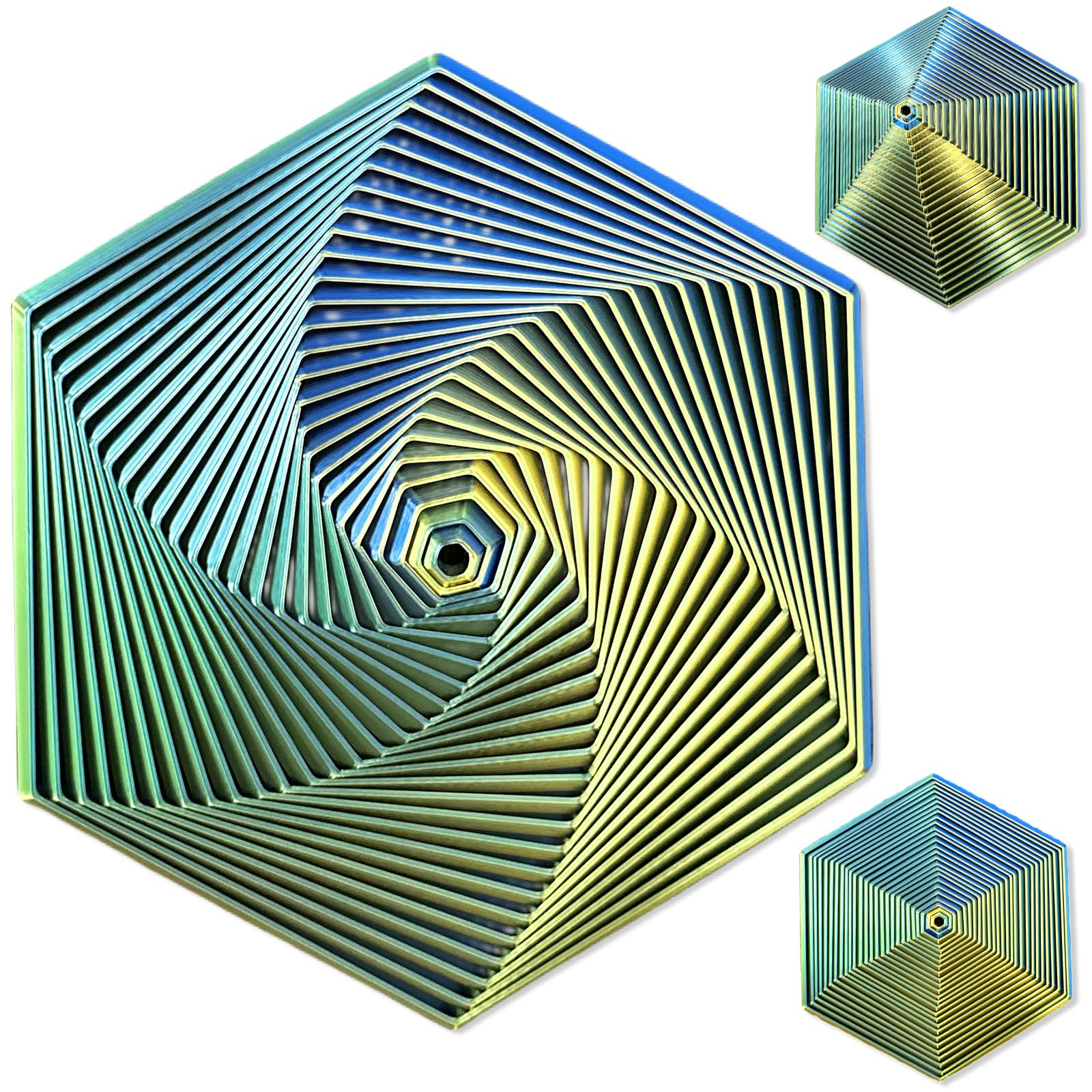 Echehi Gradient Fractal Fidget Hexagons für Kinder und Erwachsene, 3D Spiral Design zur Linderung von Angstzuständen, Antistress Spielzeug. Farbverlauf Grün