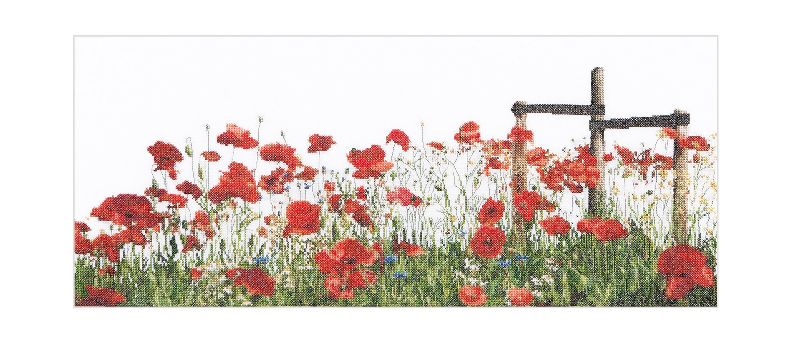 Thea Gouverneur - Counted Cross Stitch Kit - Poppies - Aida - 18 Count - Embroidery Kit for Adults - DMC Embroidery Threads and Other Cross Stitch