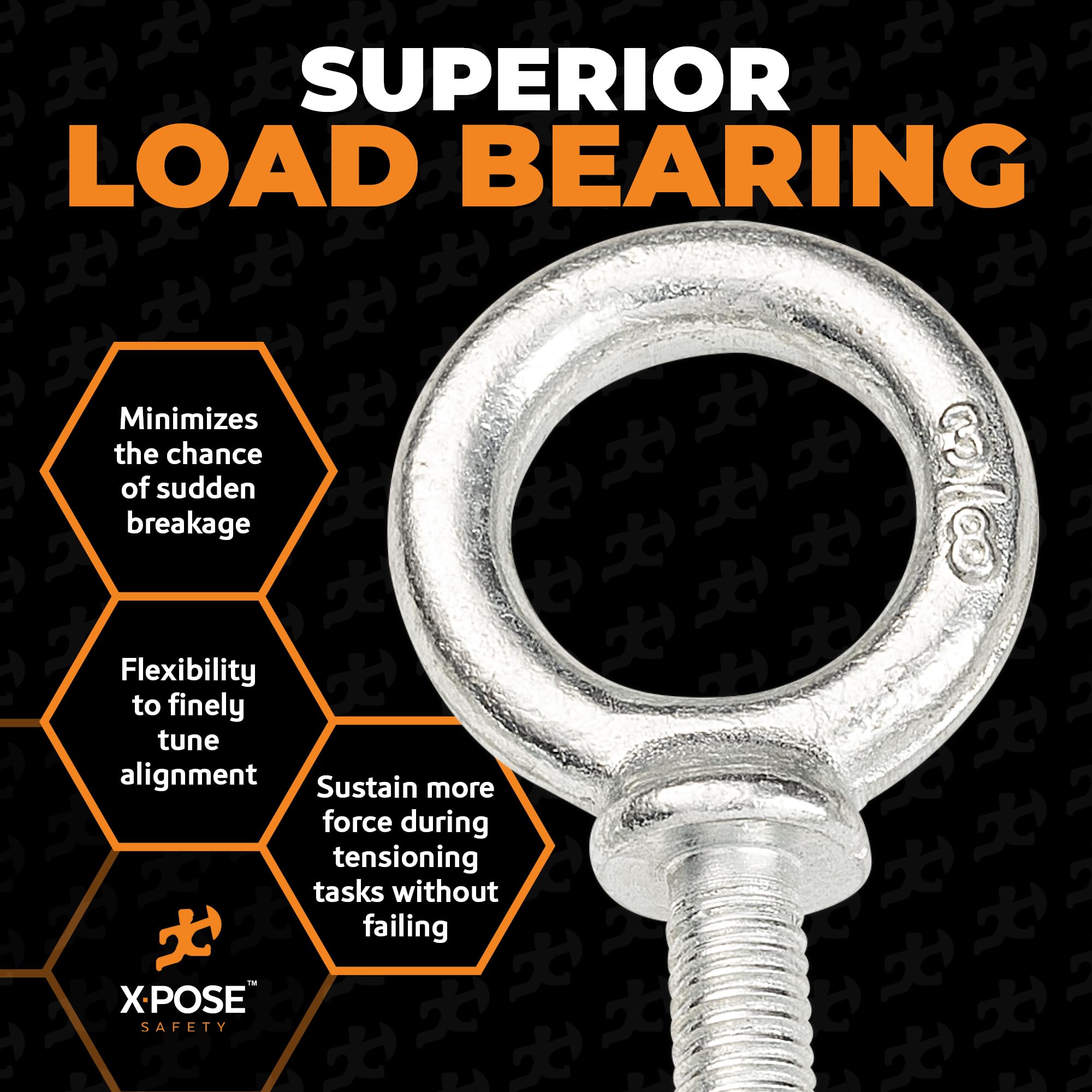 Xpose Safety Perno de ojo de hombro de 3/20.3 cm-16 x 2.5-35.6 cm – Tornillo de ojo de elevación roscado de resistencia industrial para maquinaria, elevador, anclaje, remolque y más – Pernos de ojo de