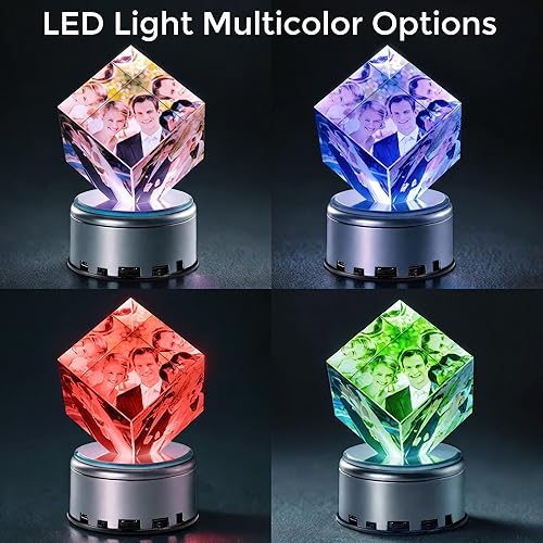 Miniatura 5 de Marco de Fotos de Color Personalizado como Regalo, Marcos de Fotos Personalizados, Regalos Personalizados de Fotos de Cristal 3D de Parejas con Luz,
