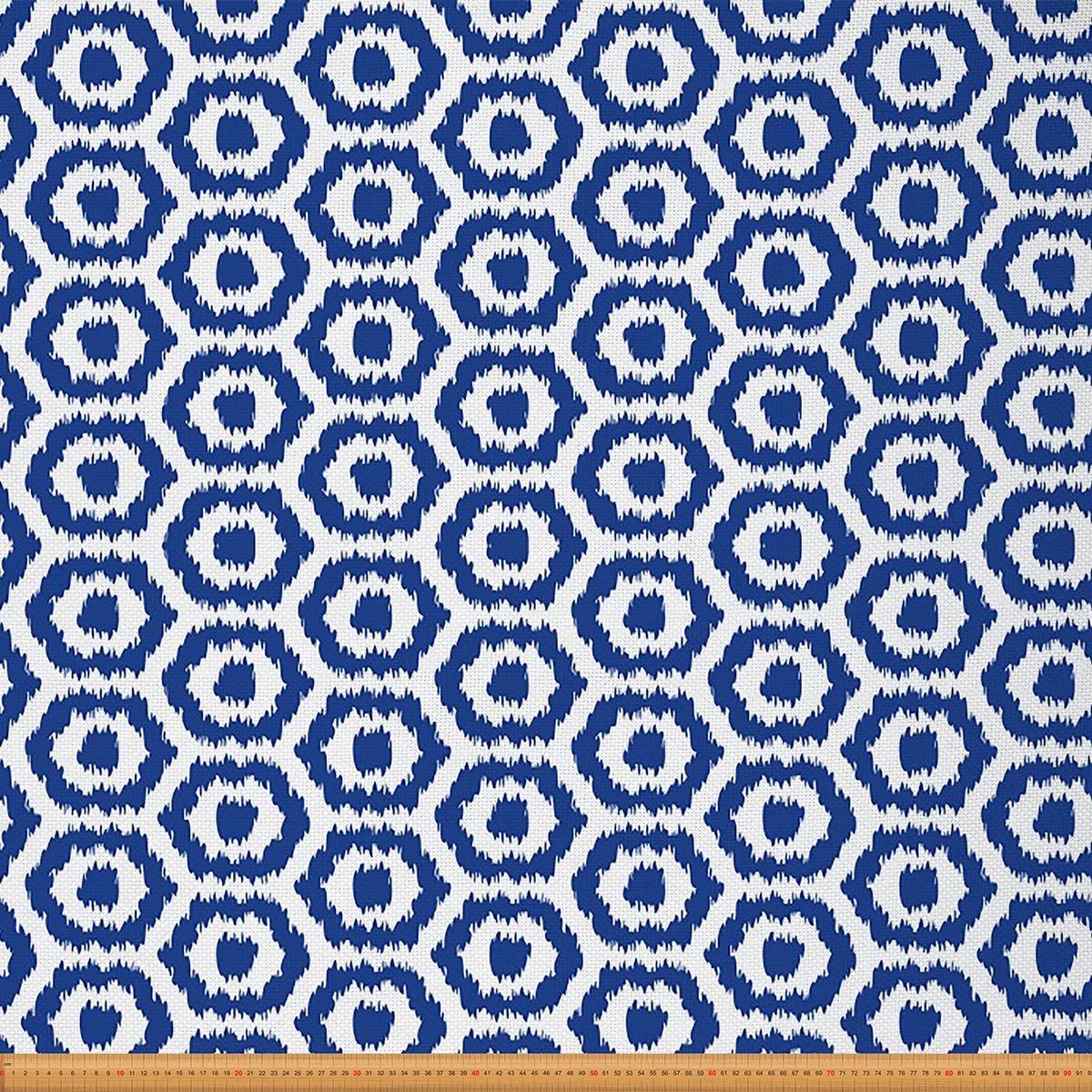 Blue Hexagon Fabric by The Yard Abstract Geometric Design Upholstery Fabric for Chairs and Home DIY Projects Modern Decorative Waterproof Fabric 5 Yards,(L460*W150cm) Blue White