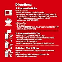 Vista 4 de Kit de té con leche de perlas boba bubble instantáneo J WAY con auténtica tapioca boba de azúcar morena, listo en menos de un minuto, pajitas