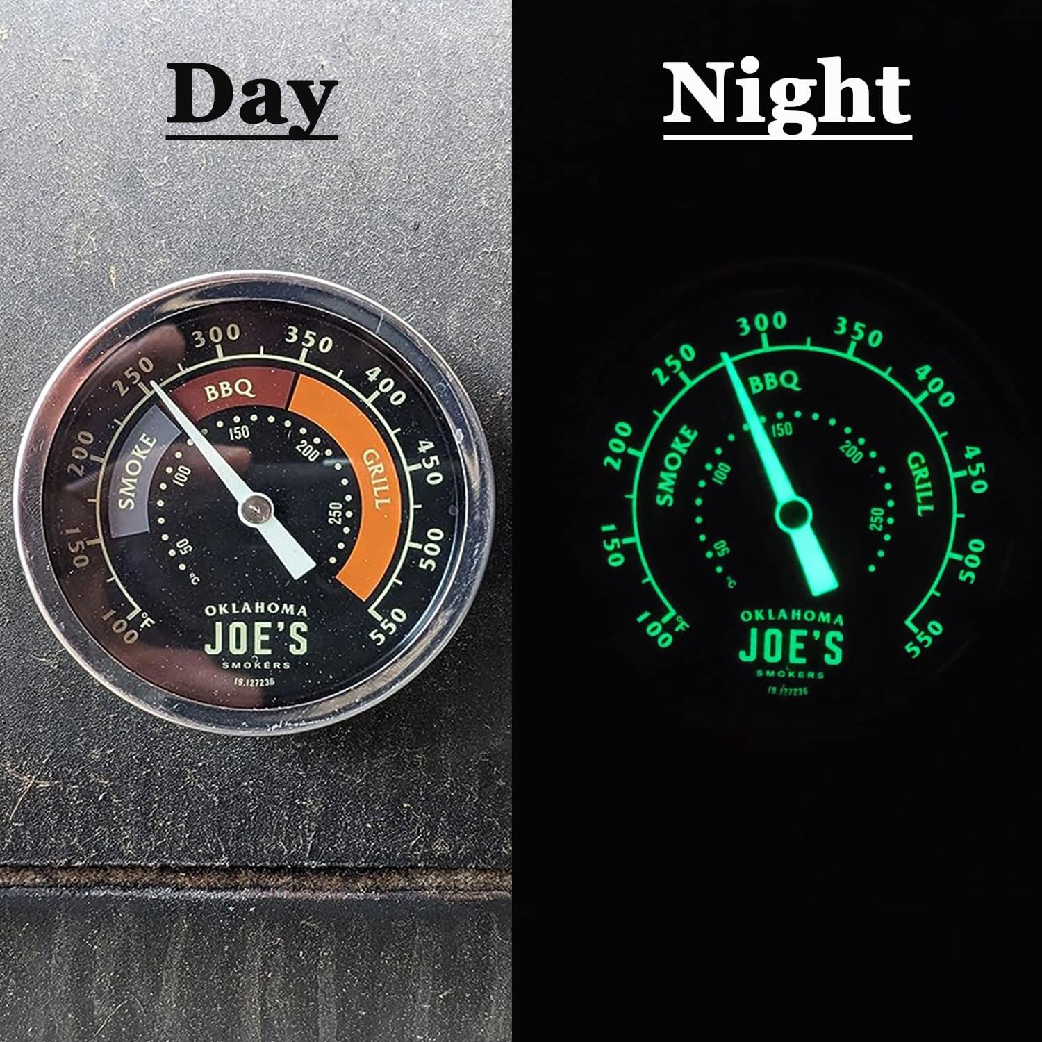 Smoker Temperature Gauge for Oklahoma Joe's Smokers, 3695528R06, Grill Thermometer Accessories for Most 13/16-inch Opening Charcoal Gasgrill, BBQ Temp Gauge, Silver
