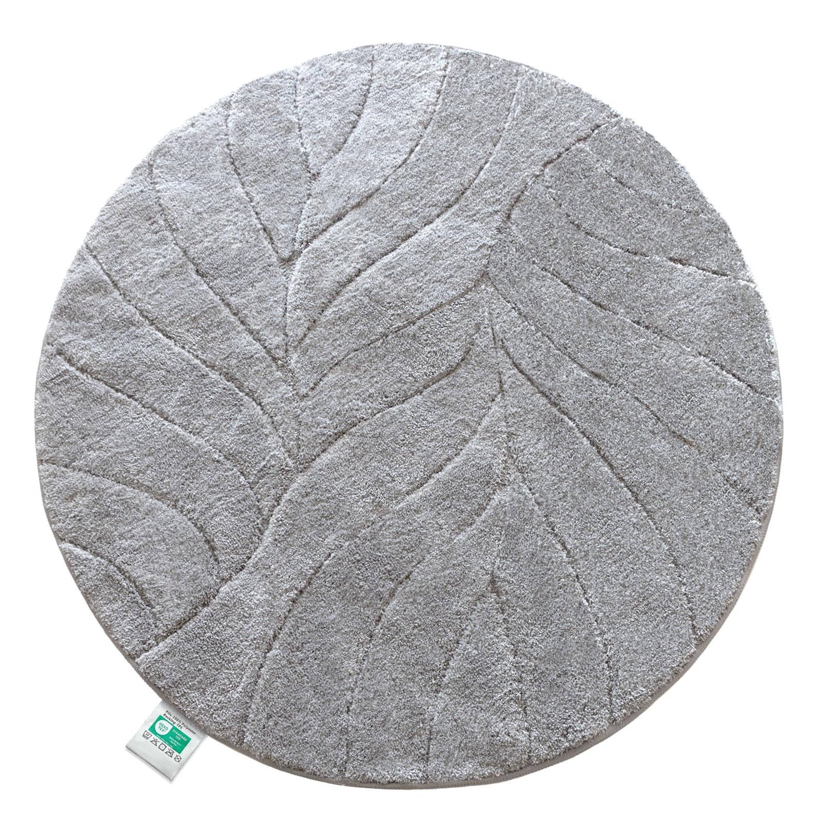 Floordirekt Bath Mat - Extra Fluffy & Quick-Drying - Bathroom Rug with Non-Slip Backing - Bath Mat Shower Mat (Maris) (Silver, Round, 120 cm)
