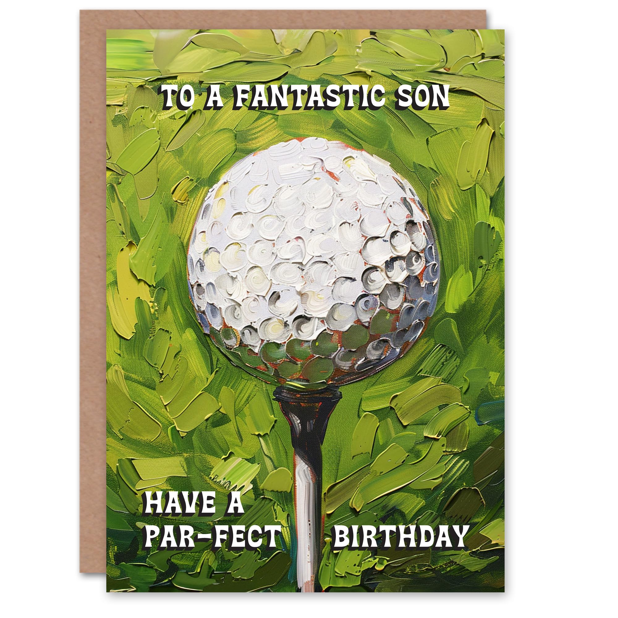 Artery8 Happy Birthday Card to a Fantastic Son Golf Lover Golfing Ball Tee Shot Par Pun Perfect