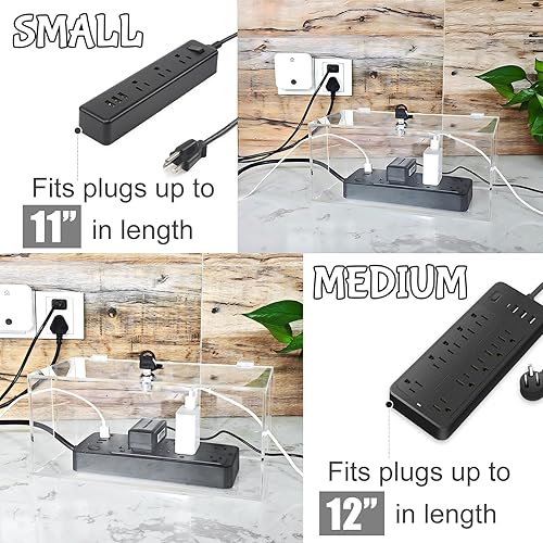 Miniatura 5 de Organizador de enchufes acrílicos de 2 piezas, caja de organización de cables con cerradura, caja organizadora de cables para protector de