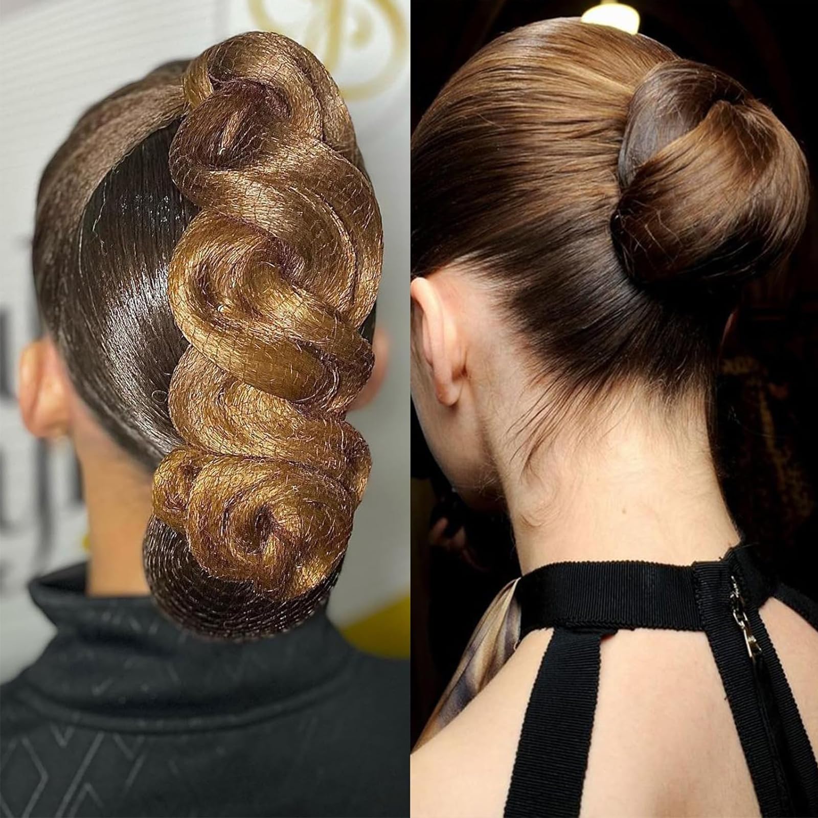 Redecillas de Pelo Invisibles de Nylon, Horquillas de Pelo U, 30 Piezas, para Camarera, Enfermera, Bailarinas, Azafatas (marrón)