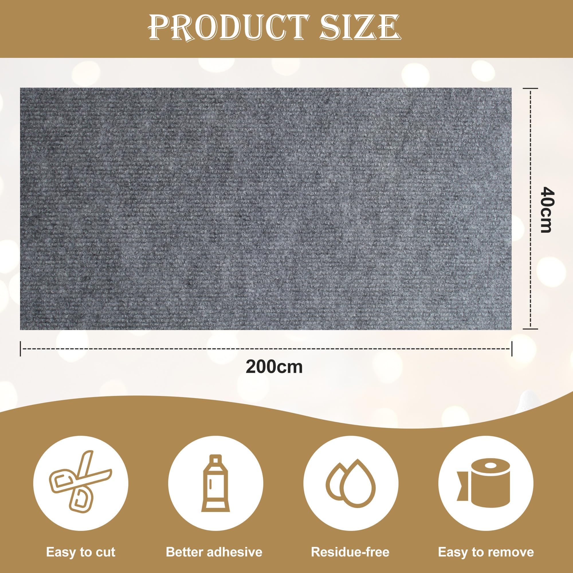 ACOMTUO Protezione Divano Graffi Gatto, Tiragraffi Divano 200×40cm, Tappeto Tiragraffi per Gatti Autoadesivo Antigraffio Gatto Divano per Parete e Angolo, Protegge Tappeti e Divani, Grigio