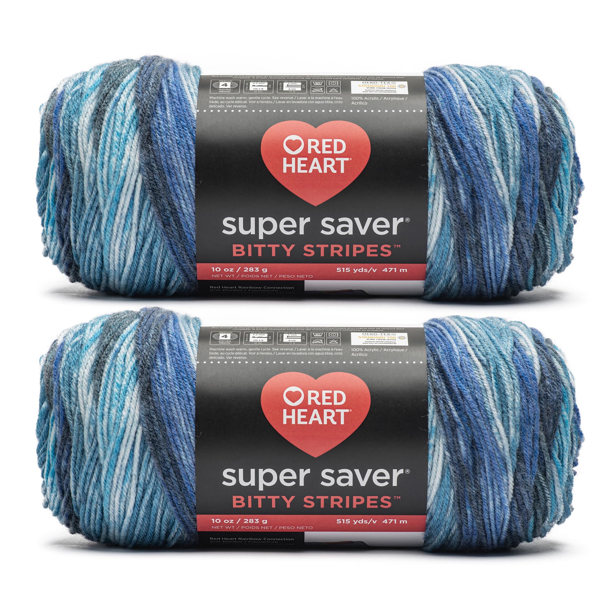 Amazon.com: Red Heart Super Saver Bitty Stripes Horizon Yarn - 2