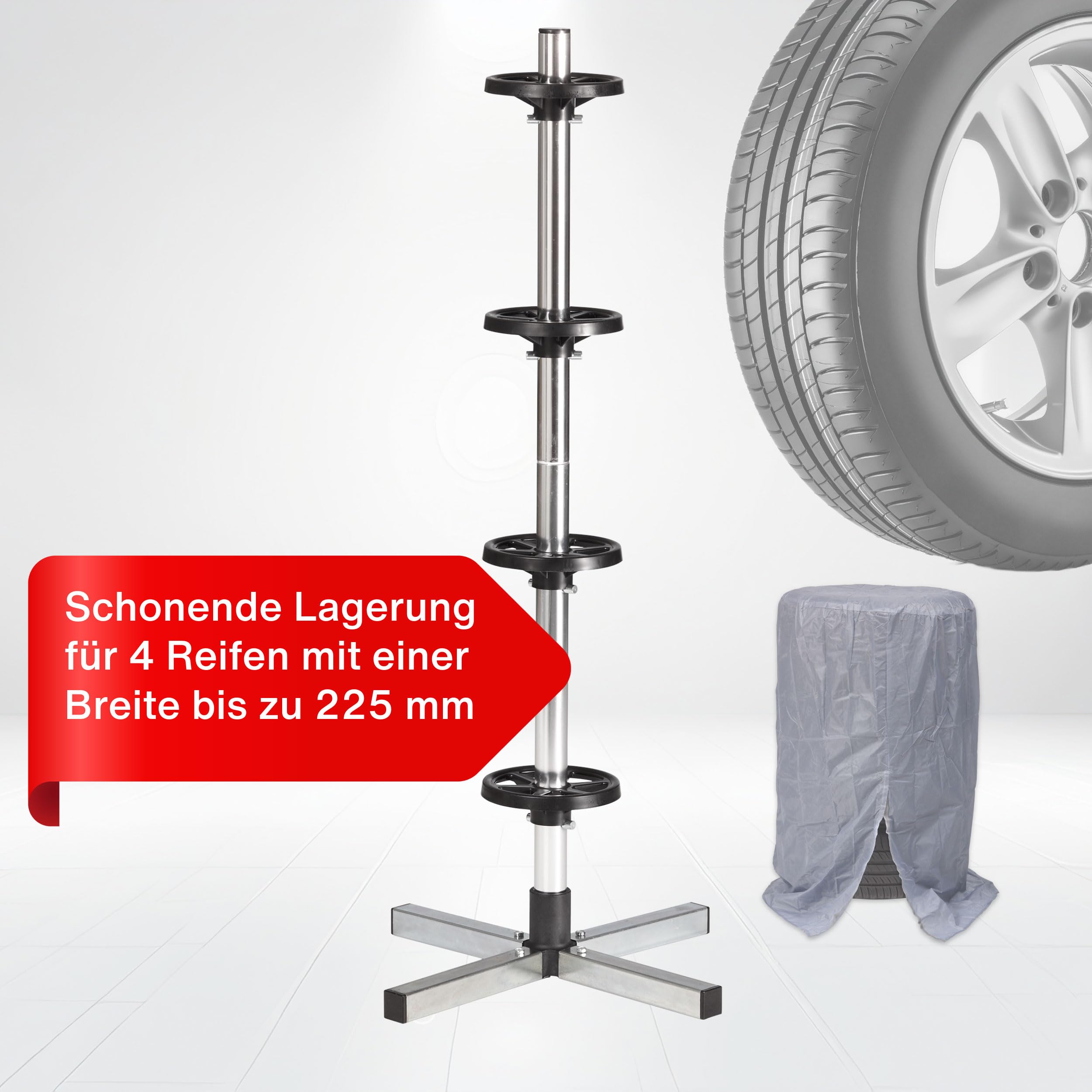Cartrend 7730056 Carrello porta pneumatici, con telo di protezione, per pneumatici larghi fino a 225 mm