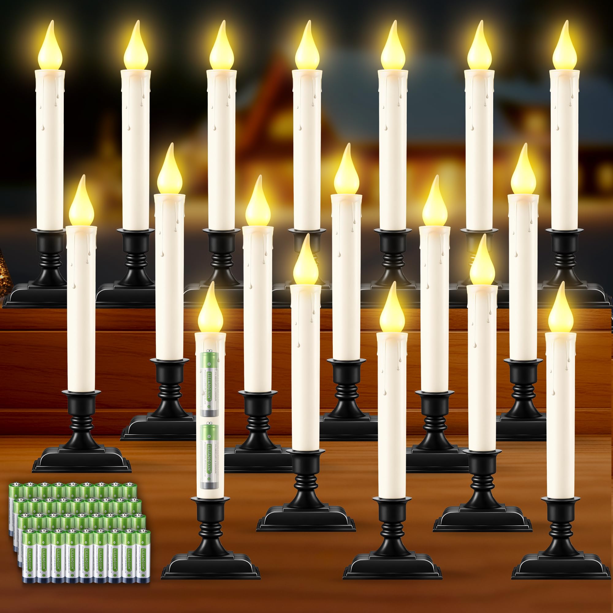 Velas LED para ventana de Enhon pack de 18 unidades con sensor de luz atardecer amanecer 8