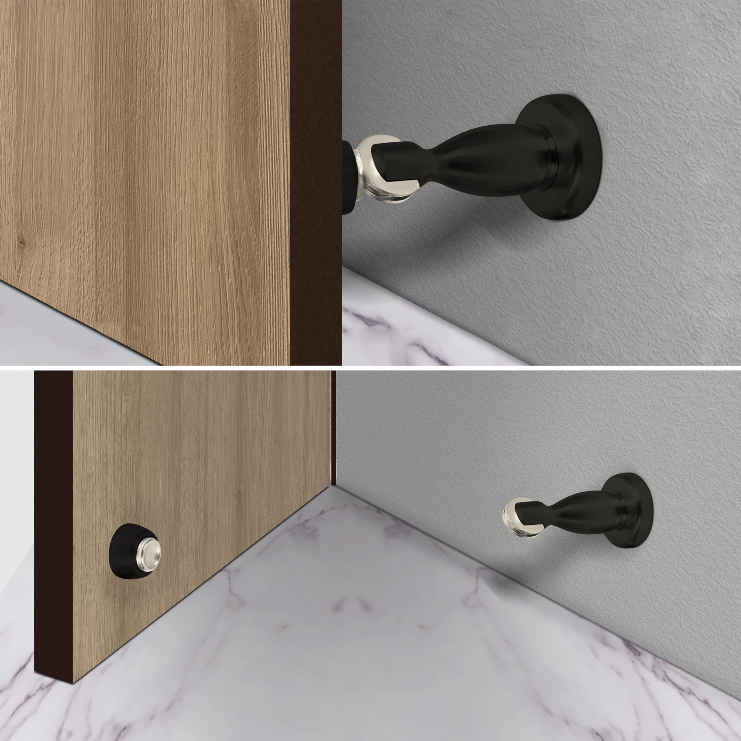 Ruboxa Door Stopper for Main Door/4 Inch Door Magnet Stopper/360 Degree Magnet Doors Catcher - Pack of 1 (Black) 2