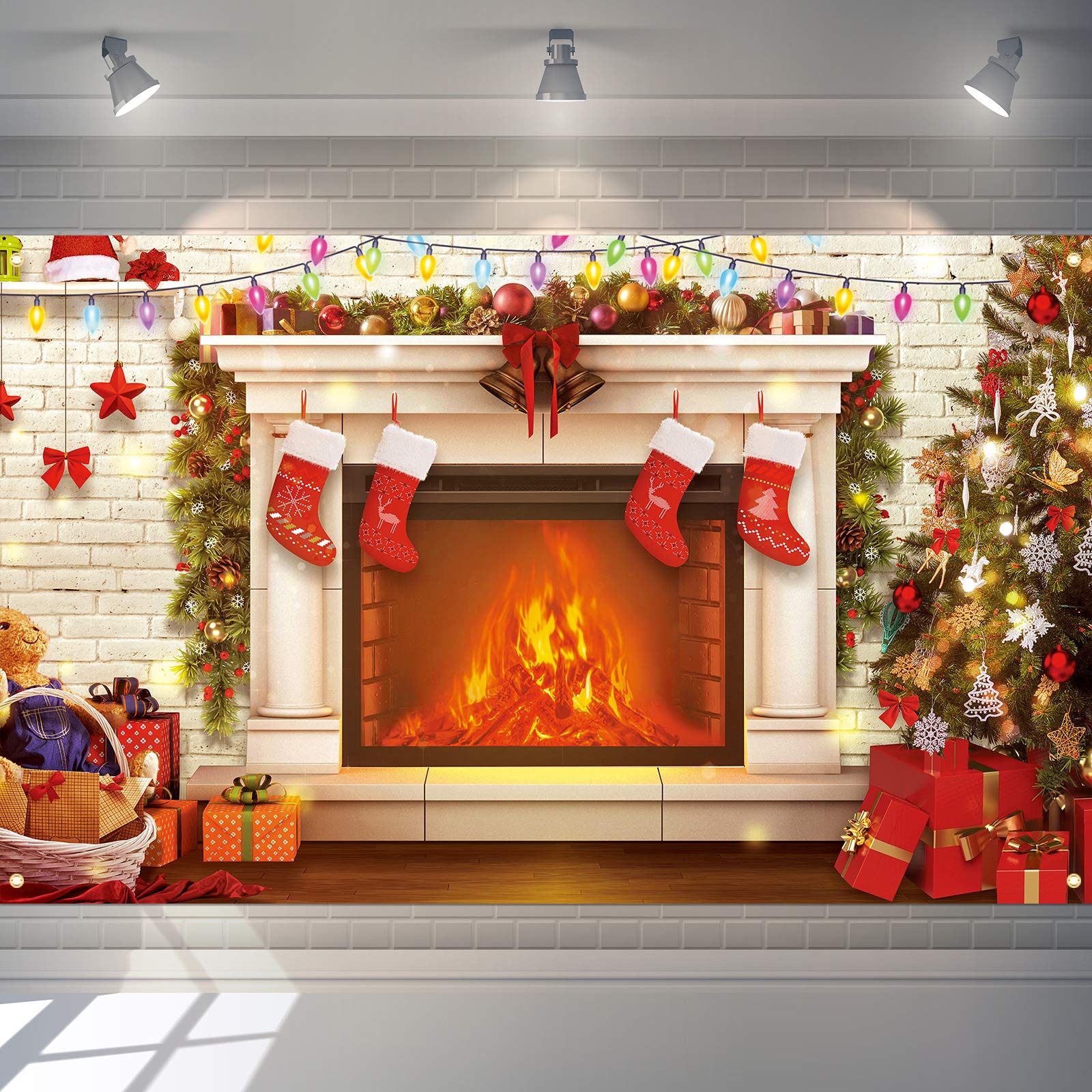Christmas Stockings Fireplace Wallpaper