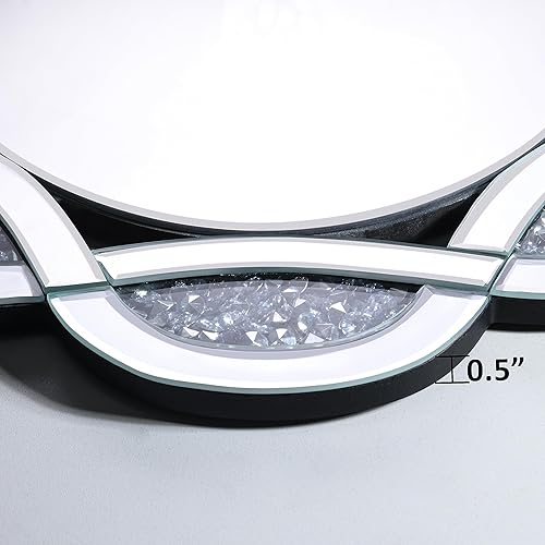 Miniatura 6 de Espejo decorativo de cristal de 31.5 x 31.5 pulgadas, hermoso espejo plateado, espejo de diamante aplastado para decoración de pared, dormitorio,