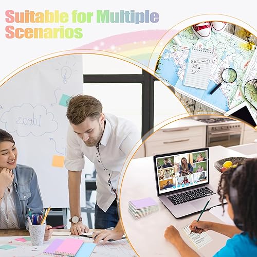 Miniatura 5 de EOOUT Paquete de 16 cuadernos de bolsillo en espiral, blocs de notas pequeños de 3 x 5, papel rayado universitario, 8 colores surtidos, 50 hojas por