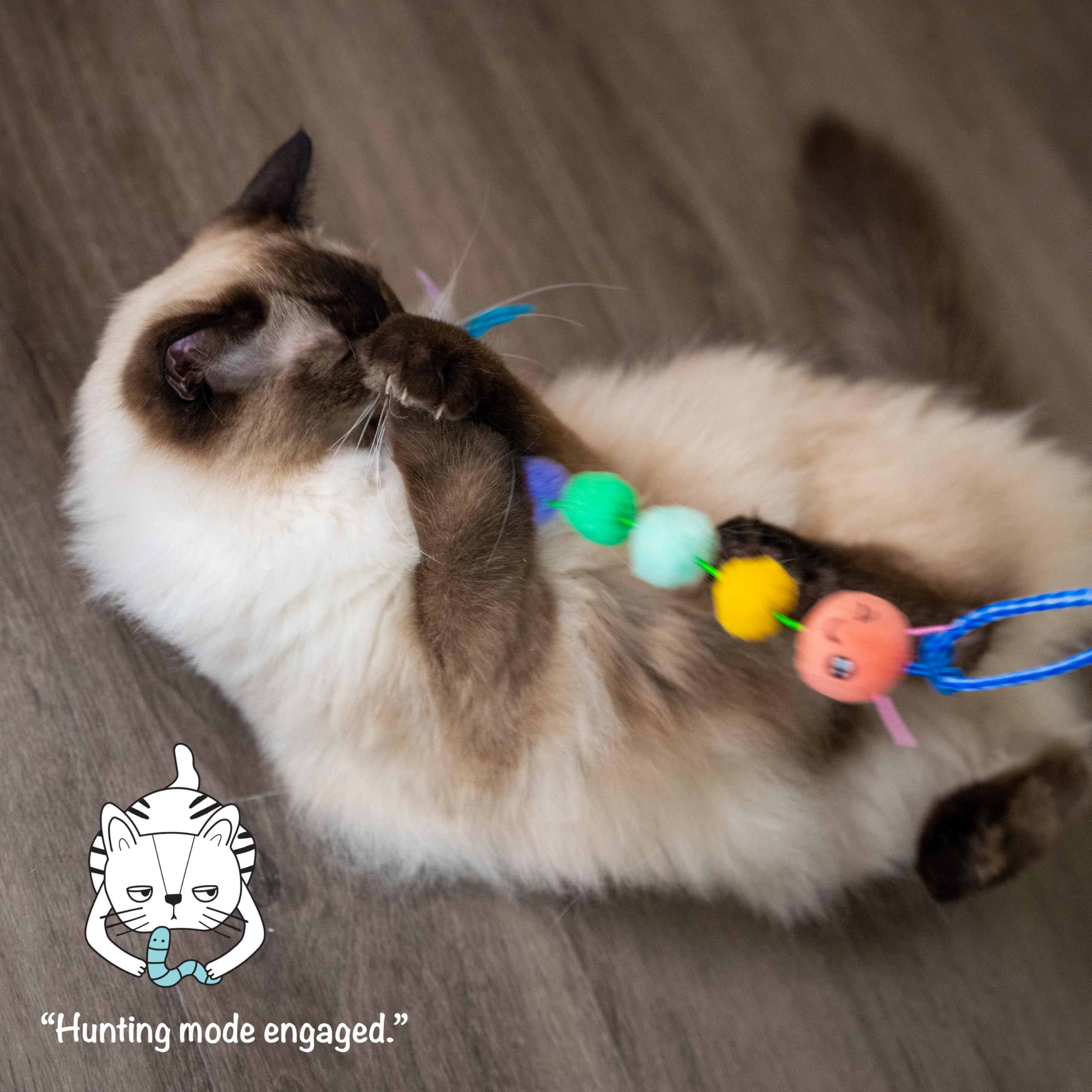 Catstages by Tail Teaser Ground Prey Play Wand with Catnip Toy Attachments Interactive Cat Wand
