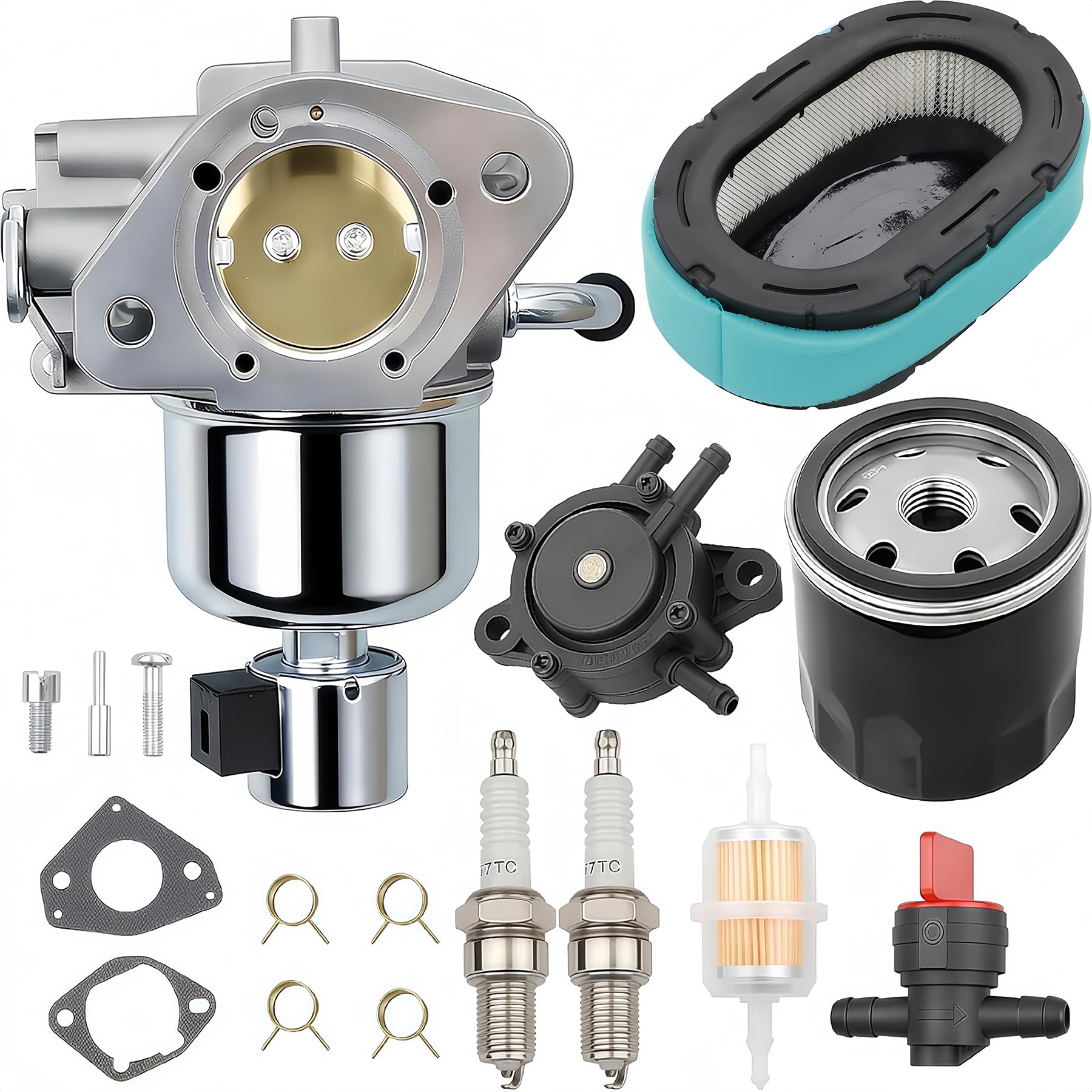 KT735 KT740 Carburetor Carb Assembly Kit Compatible with Kohler 7000 Series KT725 KT730 KT745 22HP 23HP 24HP 25HP 26HP Engines, Replaces 3285363S,1685319S,3285367S,with Oil Air Fuel Filter &amp; Fuel Pump
