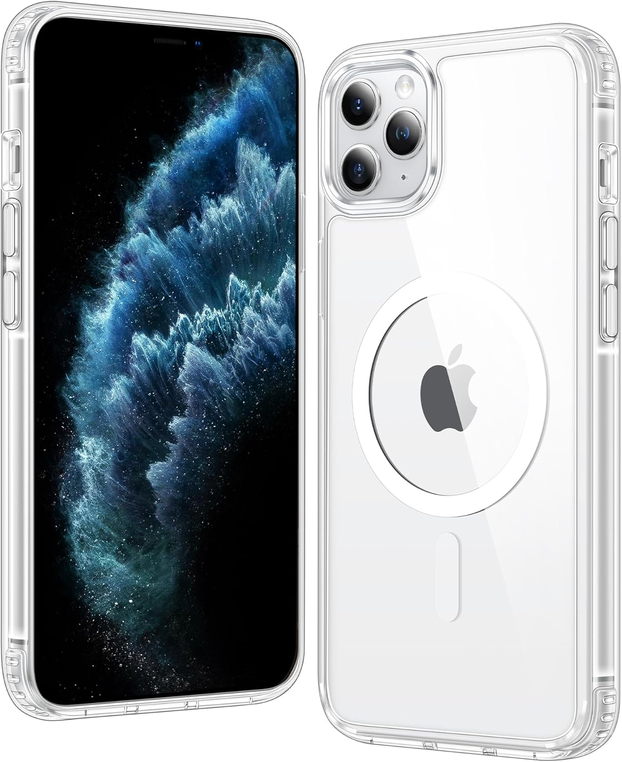 FNTCASE for iPhone 11 Pro-Max Case: Clear Magnetic Phone Cases Compatible with Magsafe Slim Anti Yellowing Military Grade Drop Protection Rugged Protective Transparent Cell Phone Cover (A-Clear)